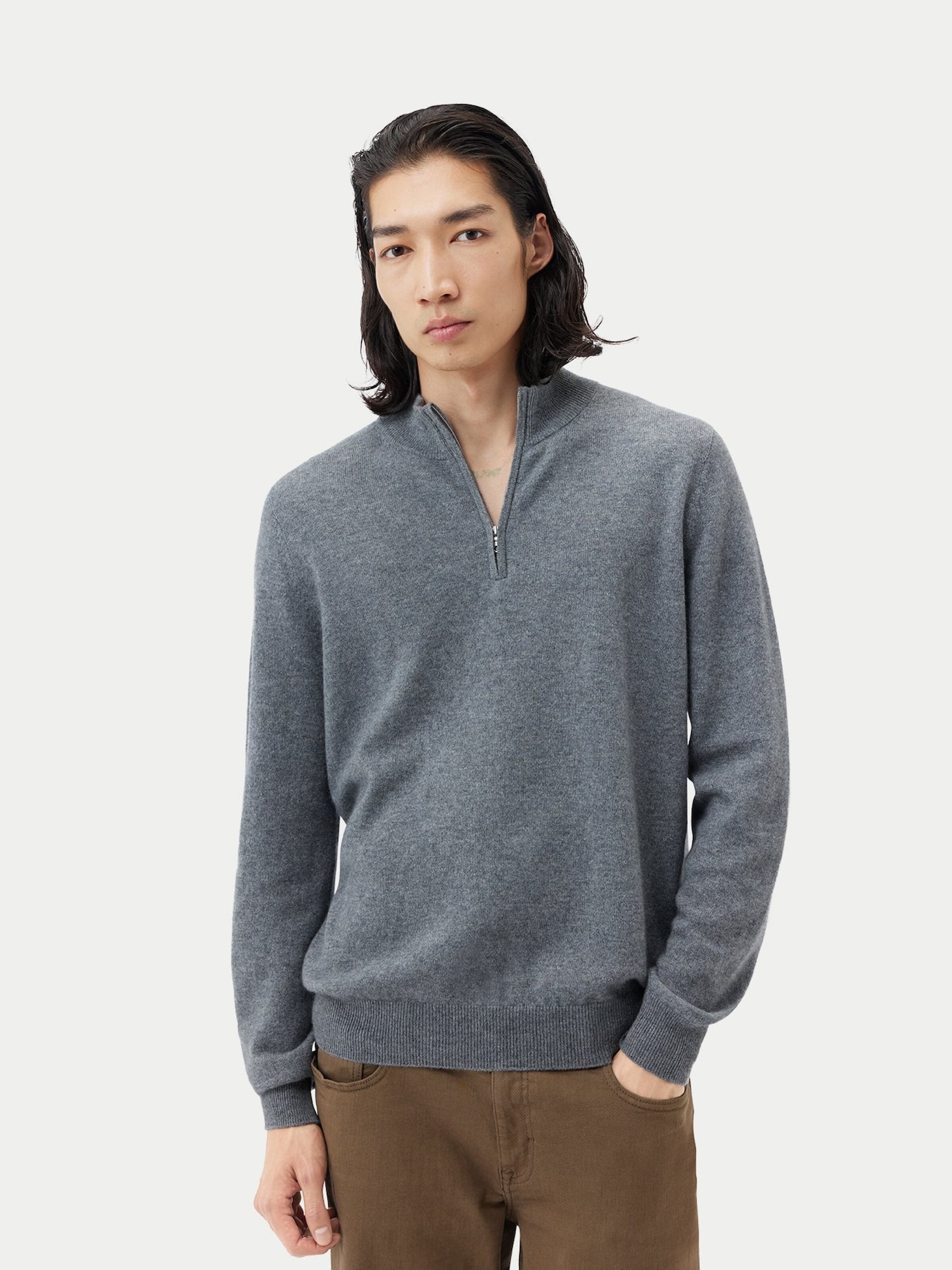 GOBI Cashmere Pulover 'Cashmere Horse Jacquard Sweater' tamo siva