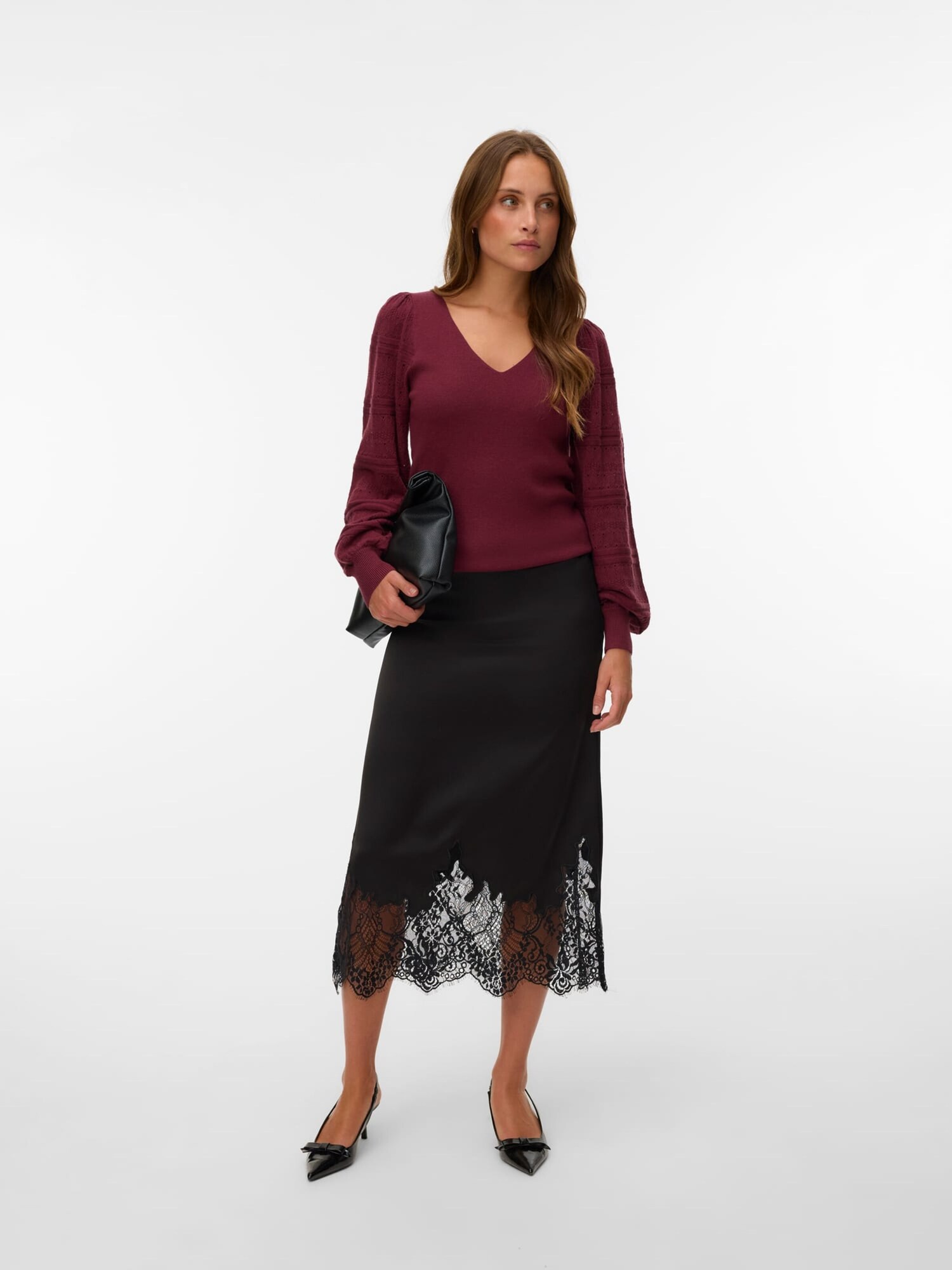 VERO MODA Pulover VMNewlimone roșu bordeaux