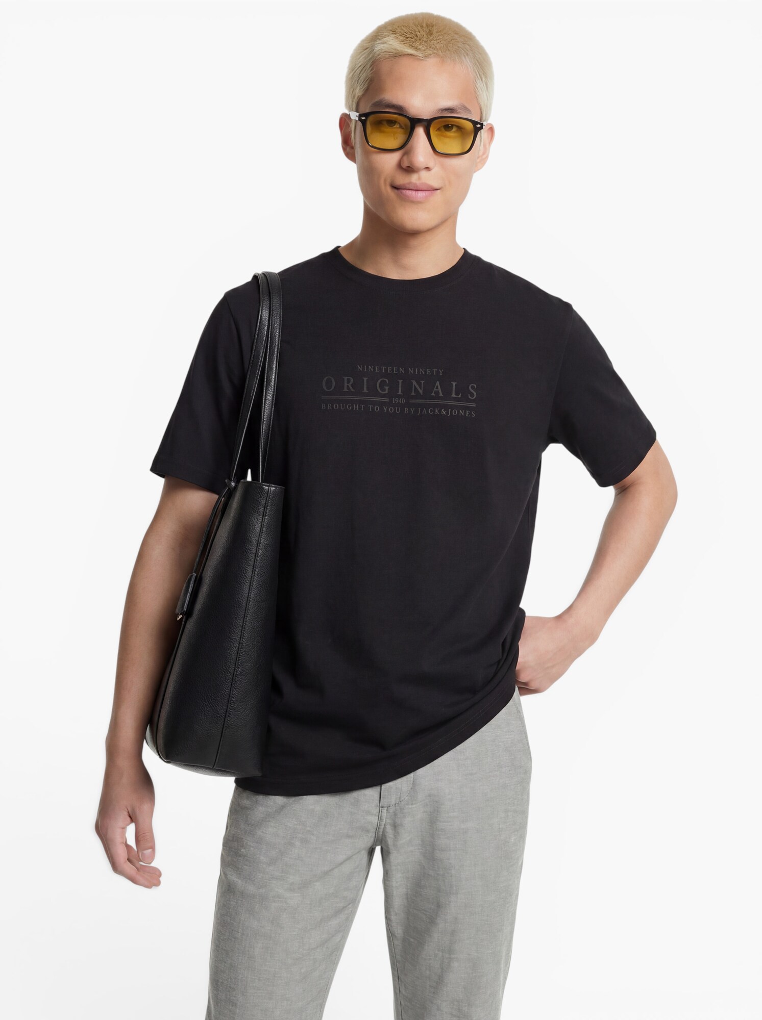 JACK & JONES Tričko 'JORCATSKILLS'  sivá / čierna (obrázok 4)