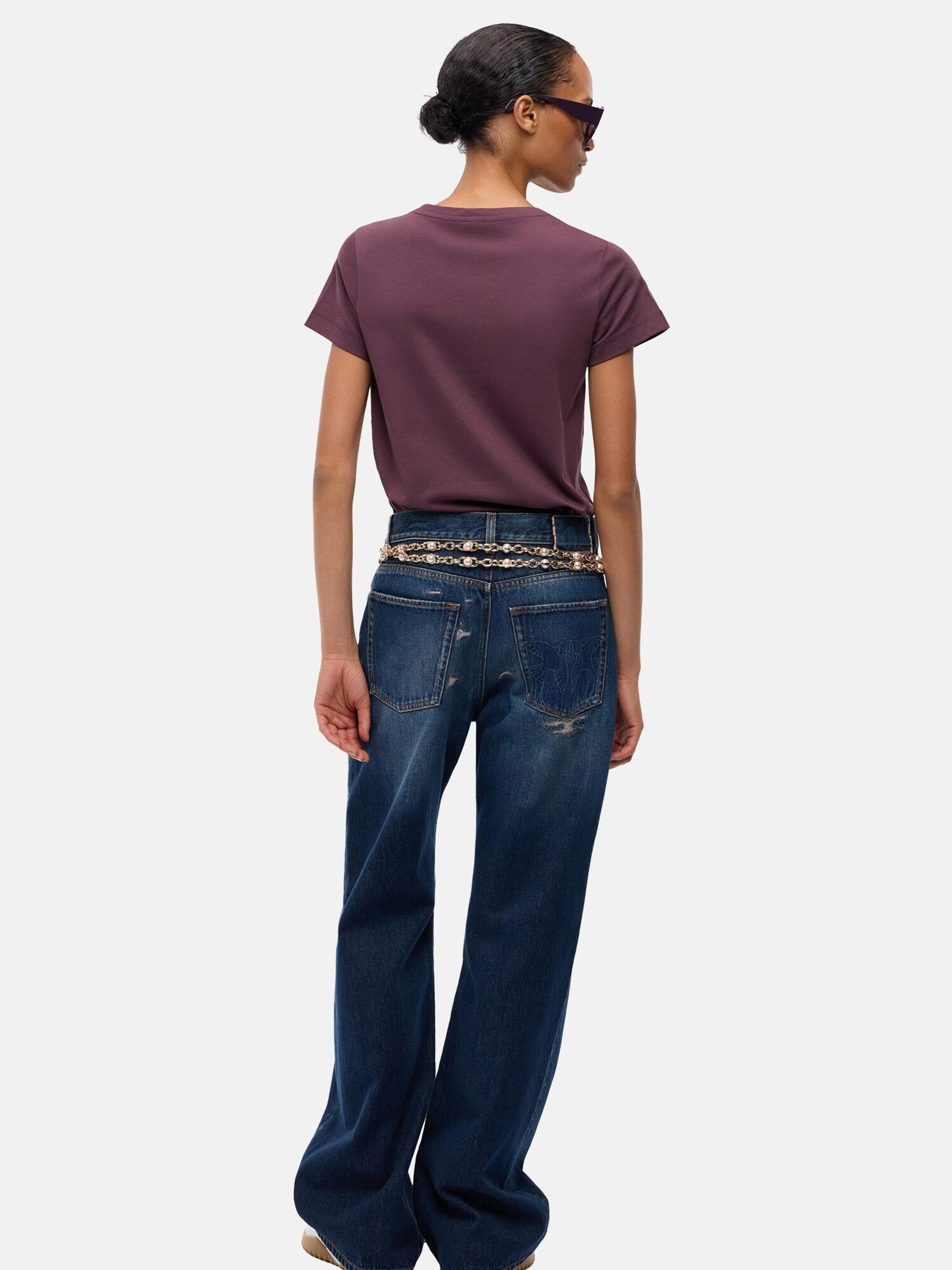 PINKO Camiseta 'PINKO BUSSOLOTTO T-SHIRT JERSEY T-SHIRT'  burdeos – imagen 4