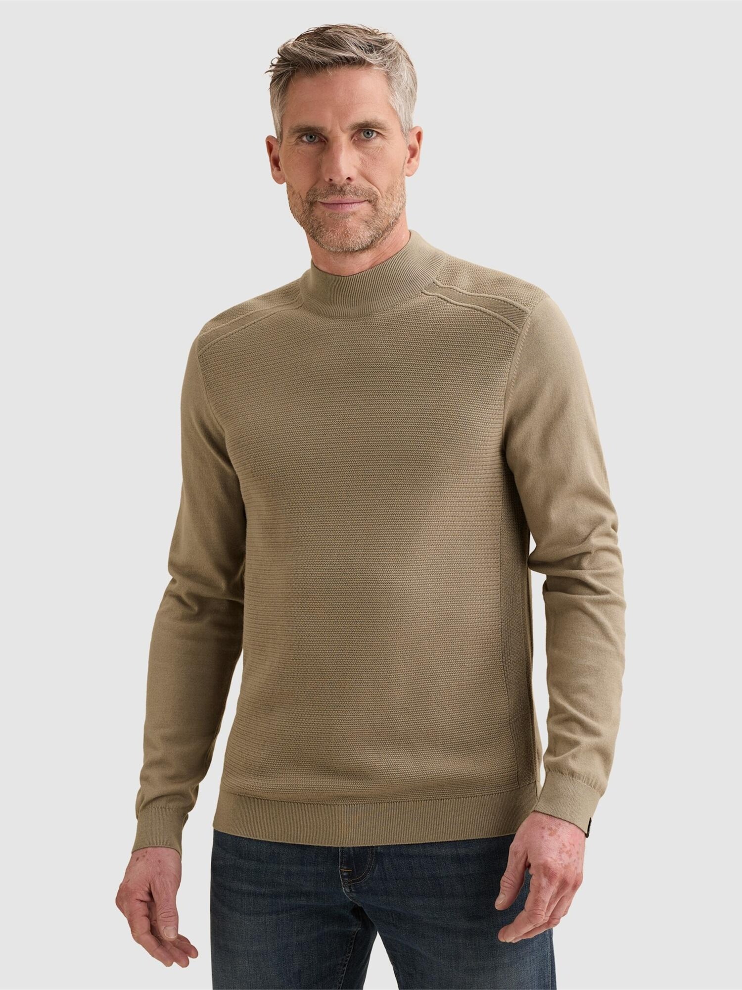 VANGUARD Jersey 'Pullover in cotton/modal with mockneck' blanco