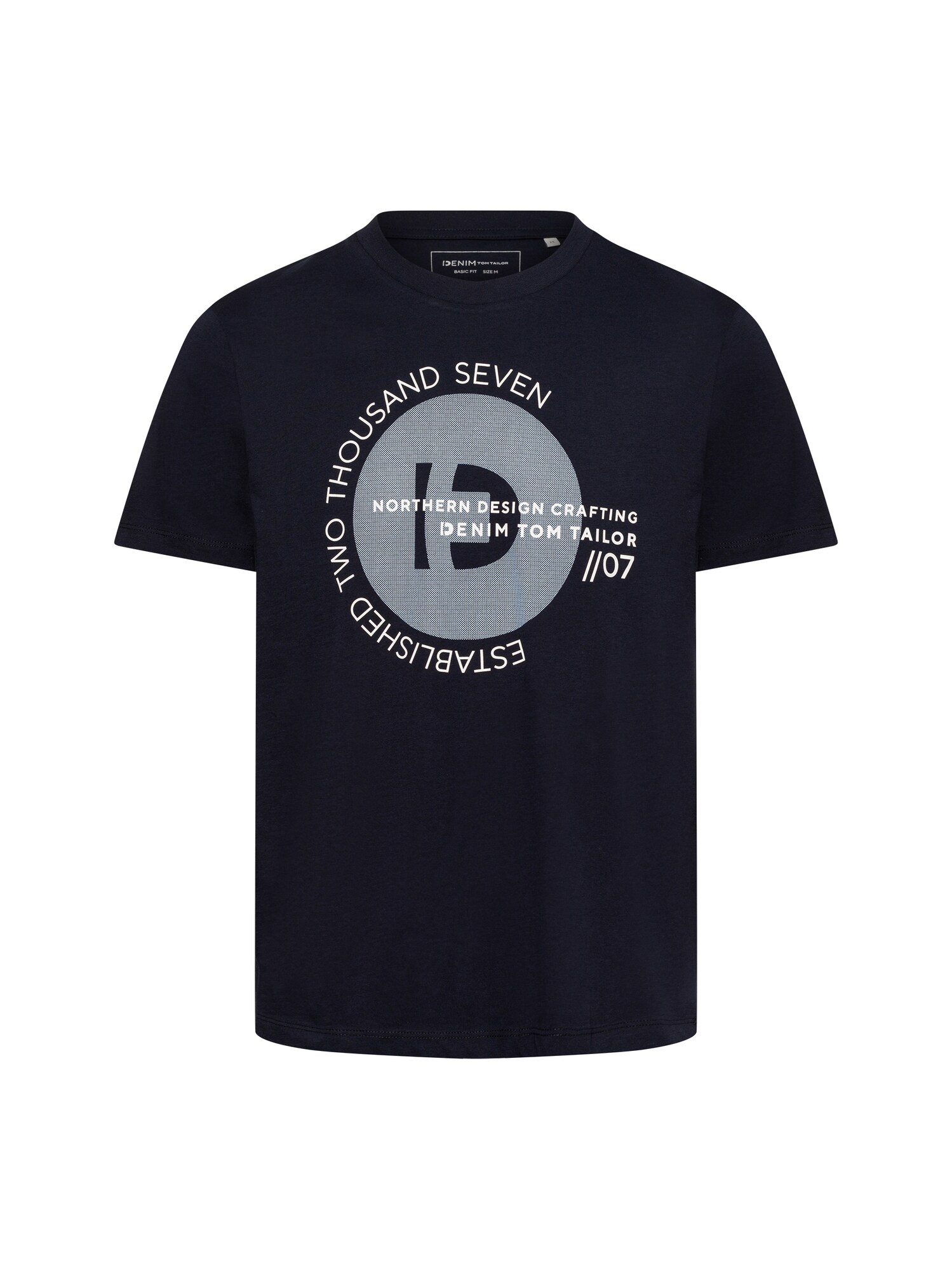 TOM TAILOR DENIM Tricou  albastru închis / gri / alb