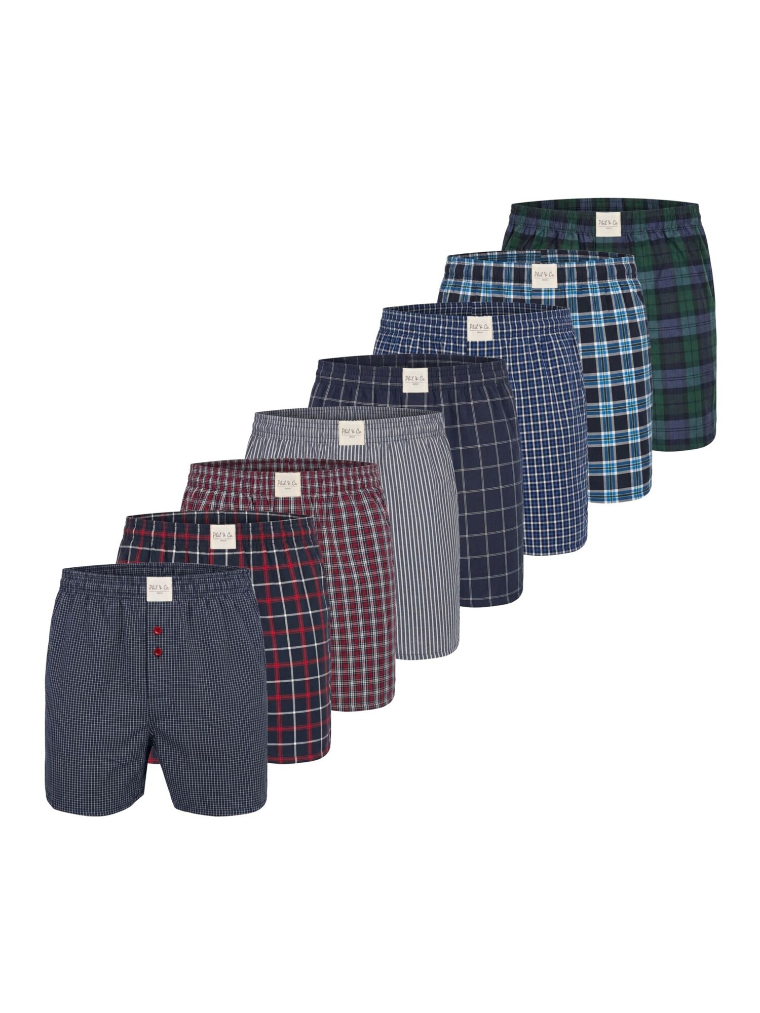 Phil & Co. Berlin Boxershorts Phil & Co. Berlin Mens Woven Boxers 8 Pack Loose Fit Boxer Shorts 60% Cotton & 40% Polyester Breathable,