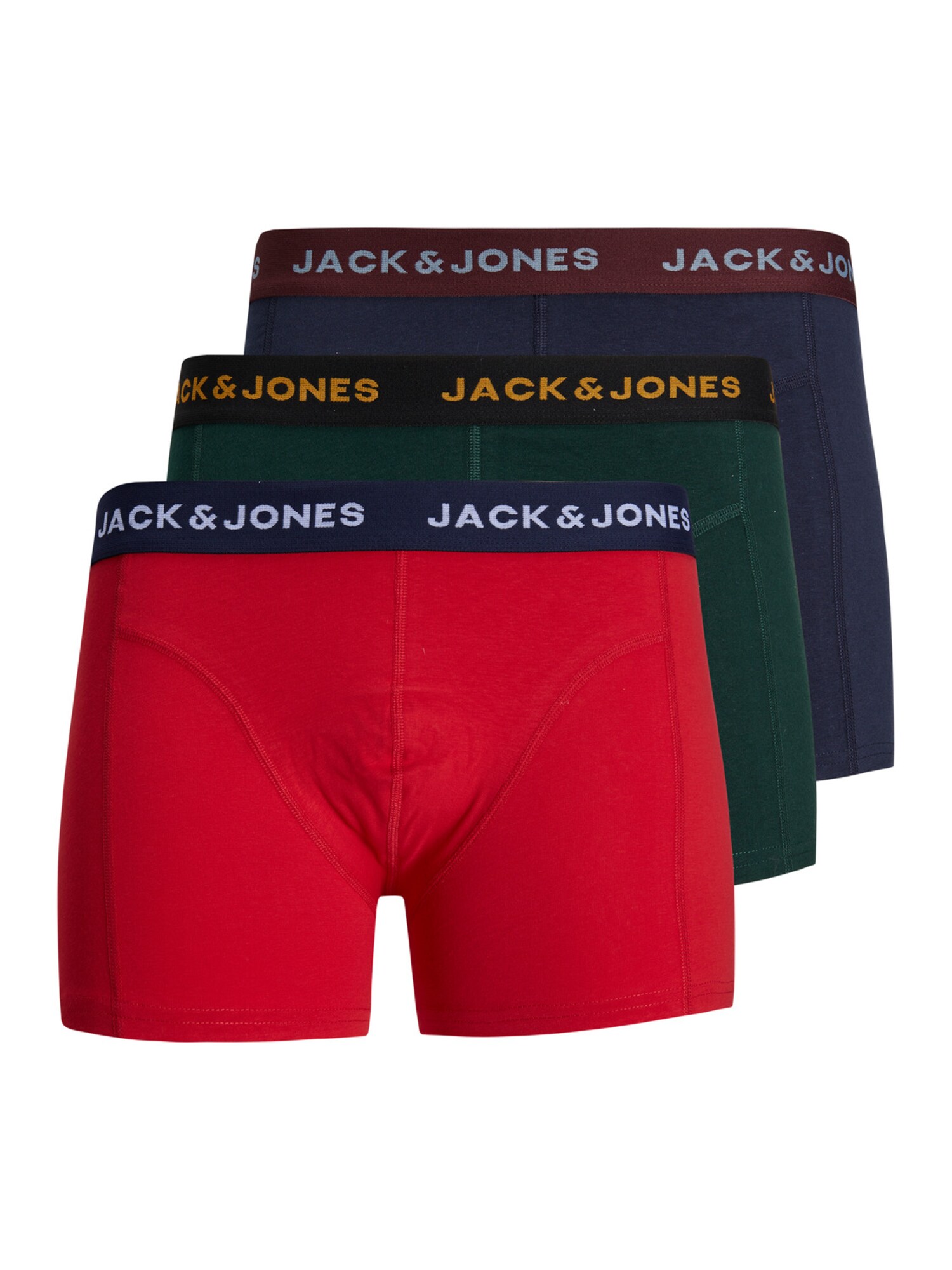 Jack & Jones Plus Boxer trumpikės 'Cedric' tamsiai mėlyna / žalia / oranžinė / raudona