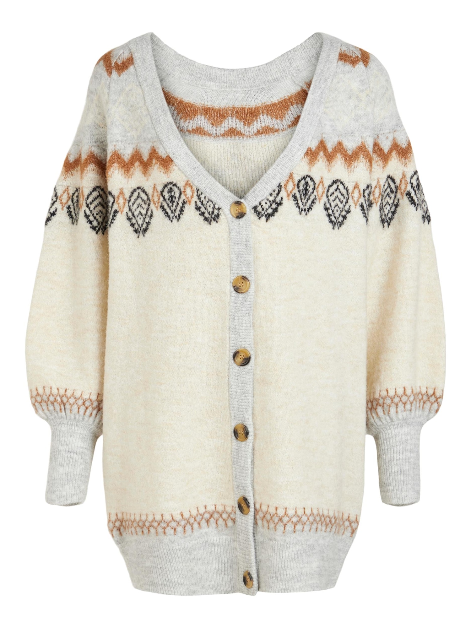Object OBJECT Strickjacke 'Noella' beige / braun / graumeliert / schwarz