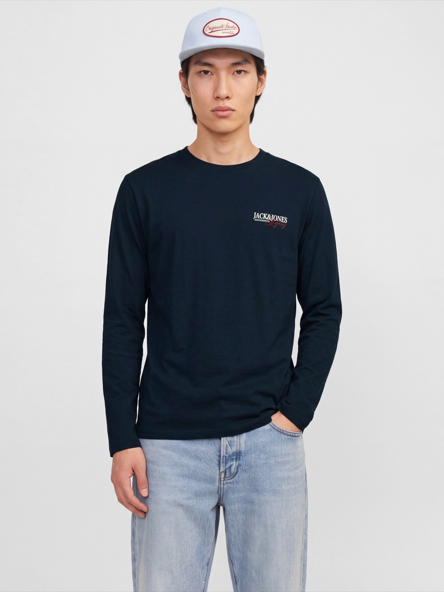 JACK & JONES Majica 'JJJADE' noćno plava / crvena / bijela