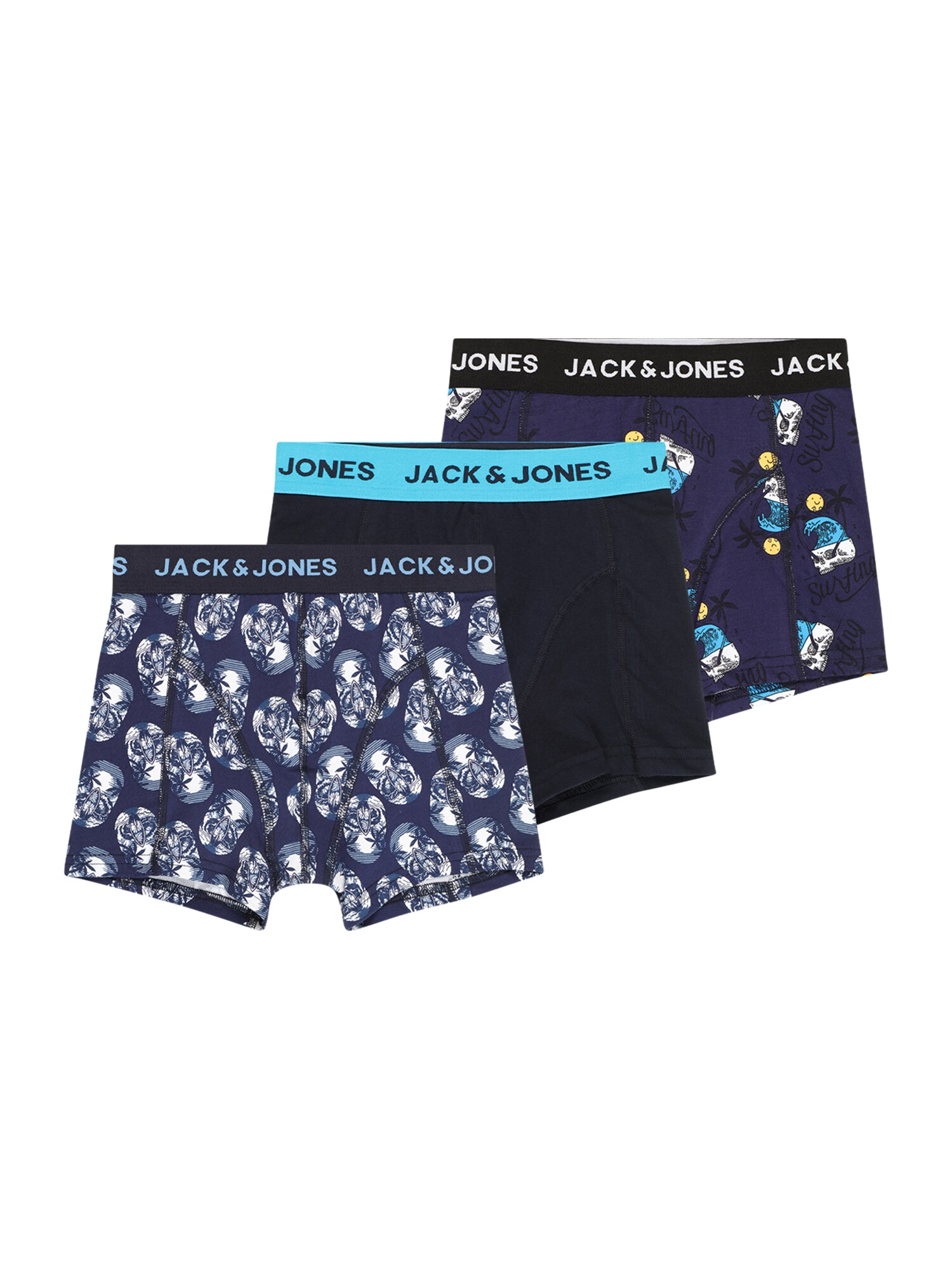 Jack & Jones Junior Apatinės kelnaitės 'Hanni' tamsiai mėlyna / šviesiai mėlyna / geltona / balta