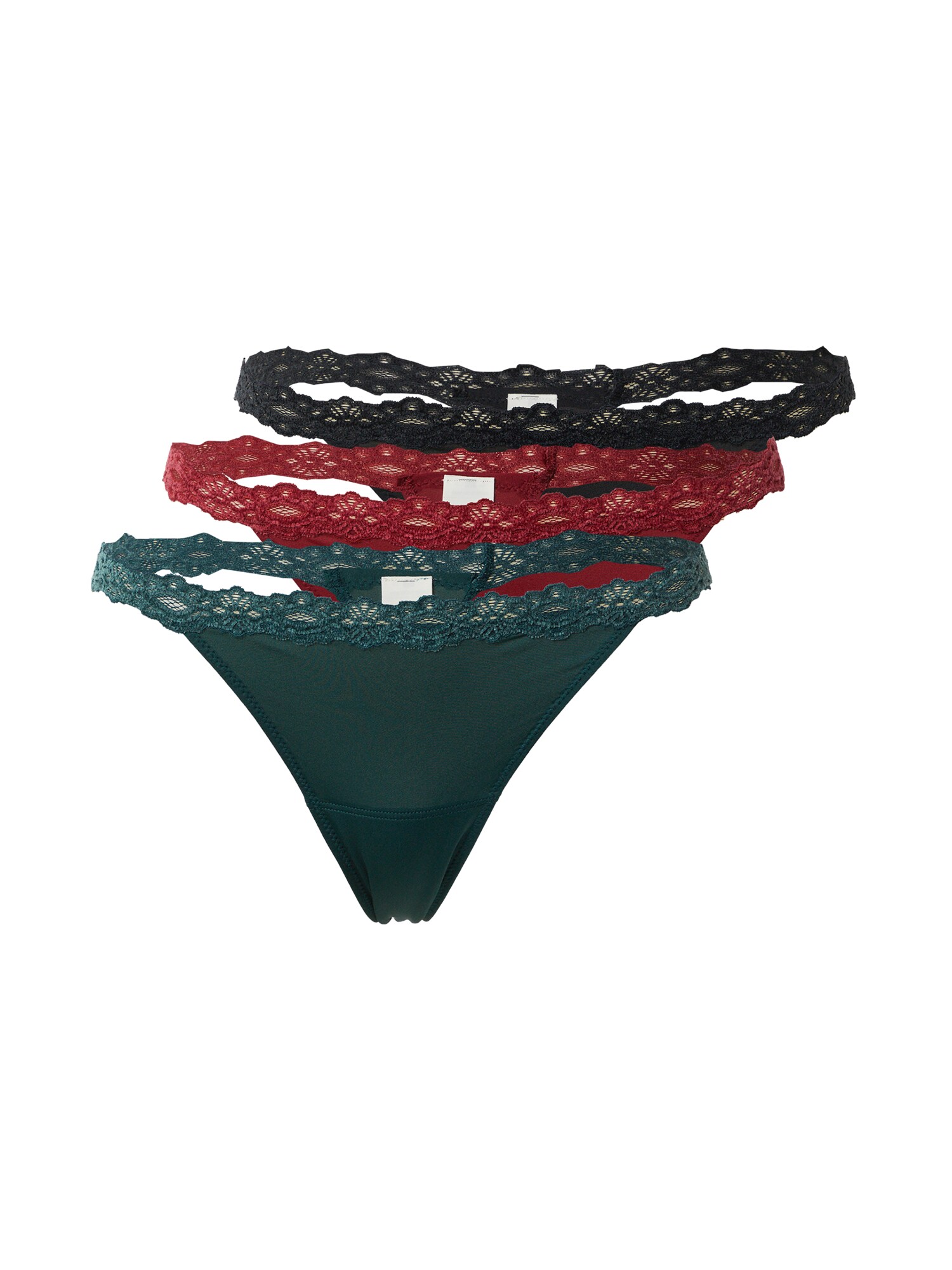 HOLLISTER Siaurikės 'MICRO CHENILLE'  tamsiai žalia / raudona / juoda
