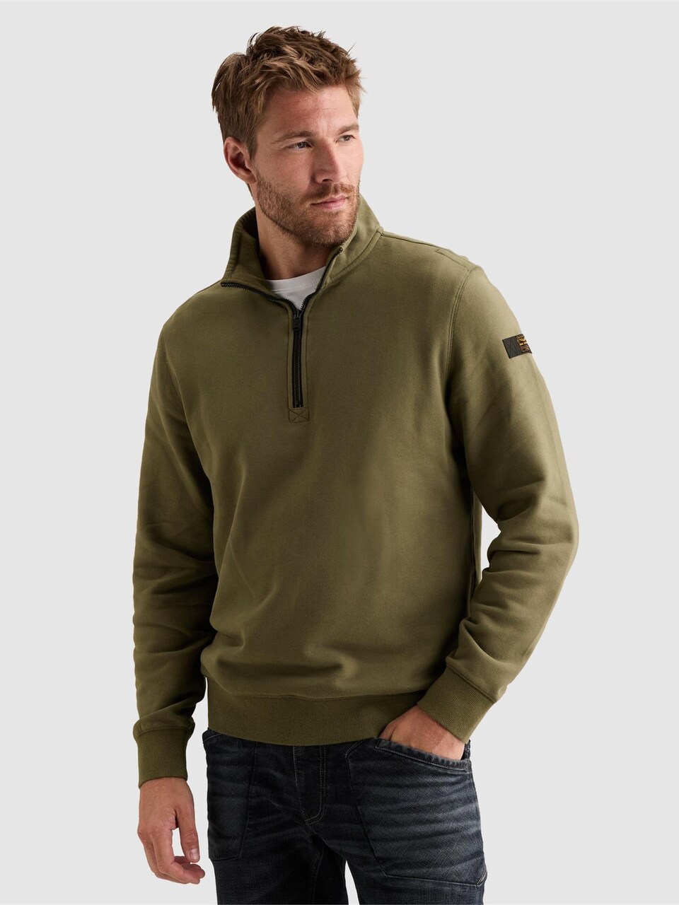 Sweatshirt 'Sweatshirt with half-zip and garment-dye wash'