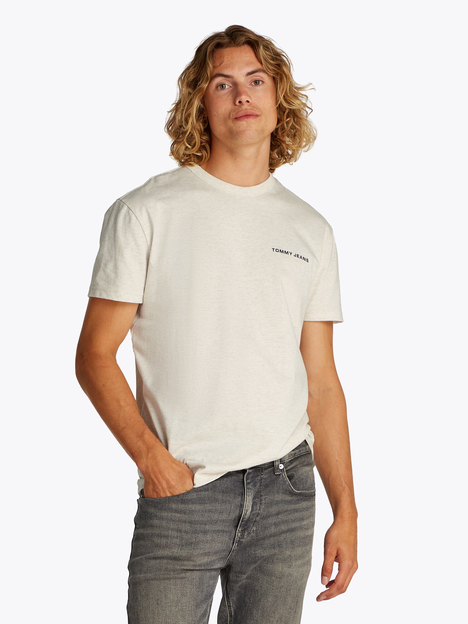 Tommy Jeans Póló  bézs melír / zöld / sötét narancssárga / fekete termék 2. képe
