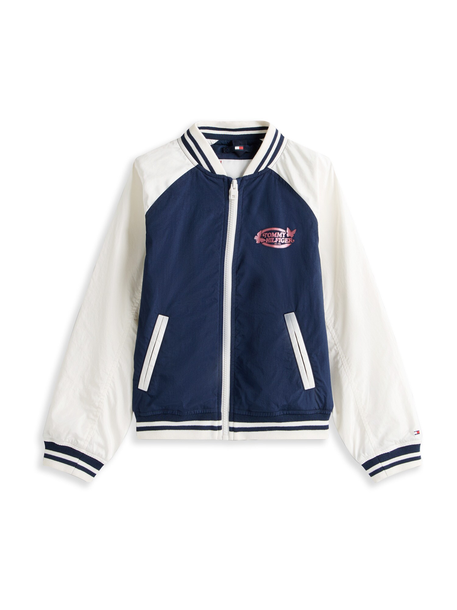 TOMMY HILFIGER Geacă de primăvară-toamnă  bleumarin / roz pitaya / alb