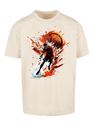 F4NT4STIC Shirt ‘Basketball Sports Collection Orange Splash’ Sand / Gemengde kleuren