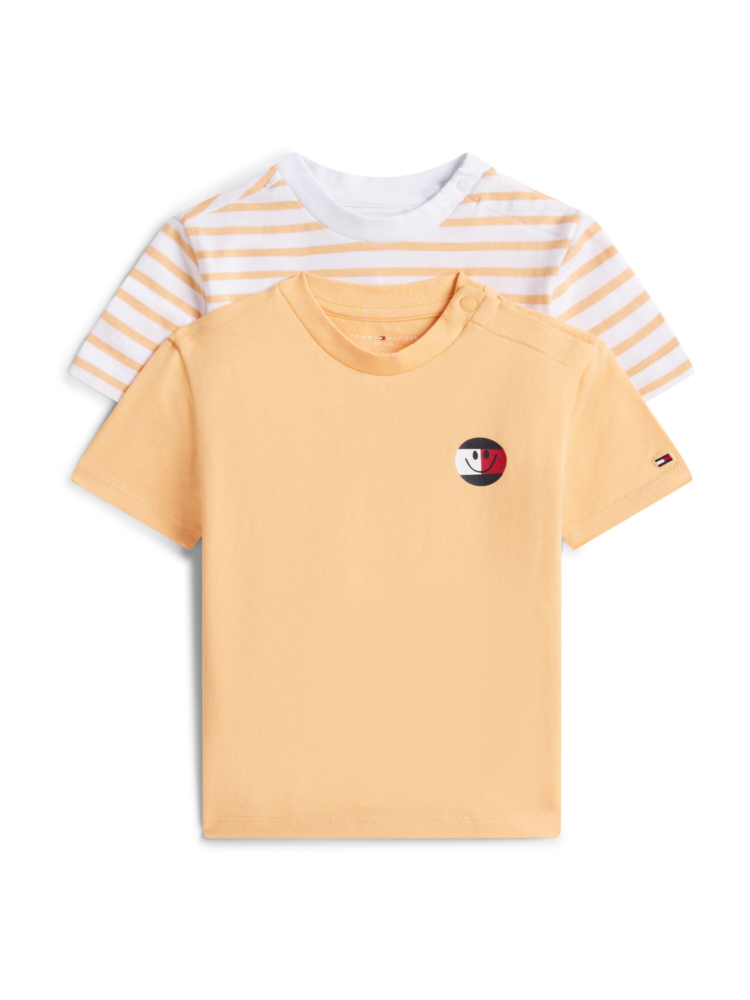 TOMMY HILFIGER Tricou  portocaliu mandarină / alb