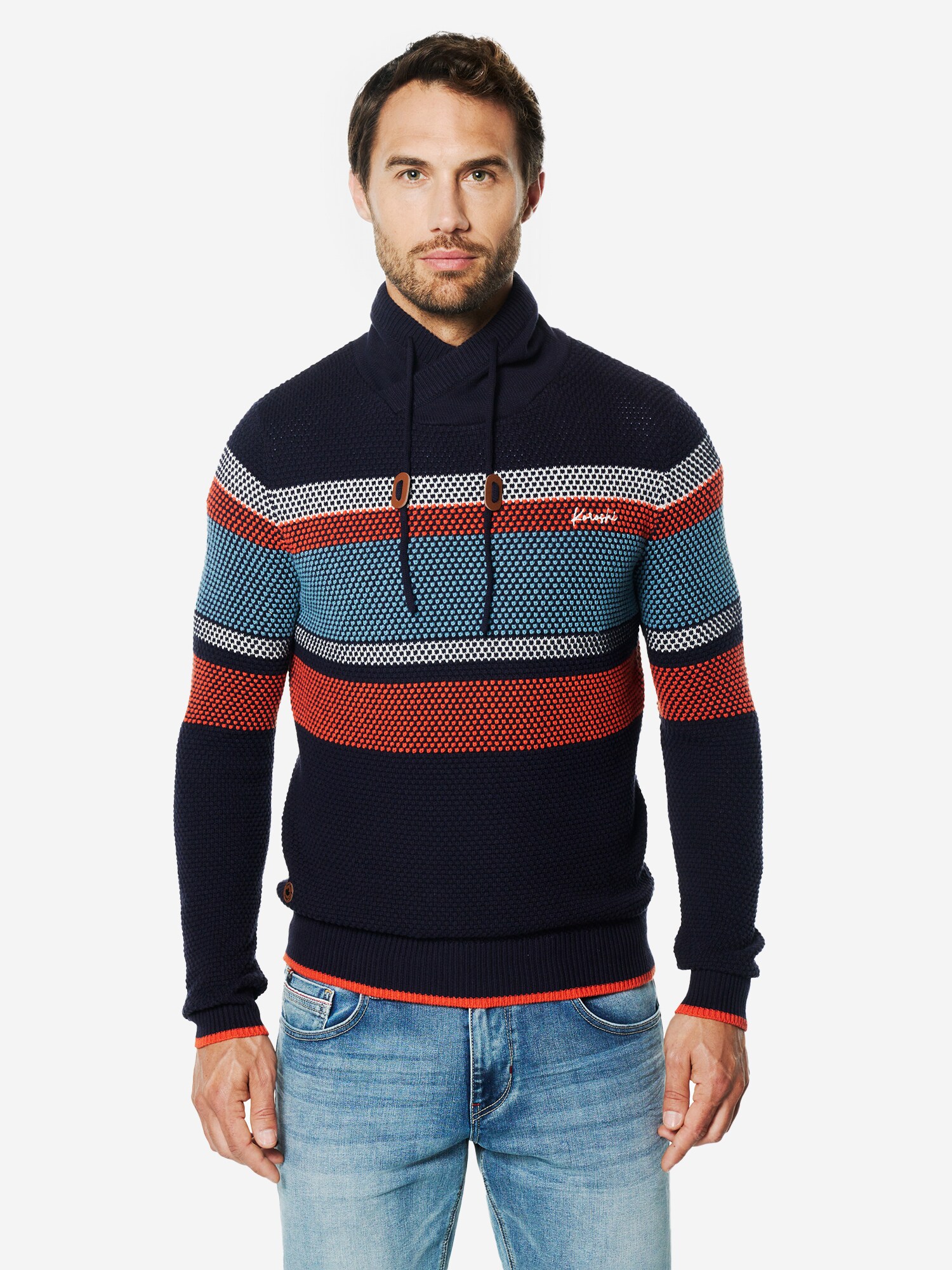 KOROSHI Pulover  albastru / bleumarin / roșu / alb