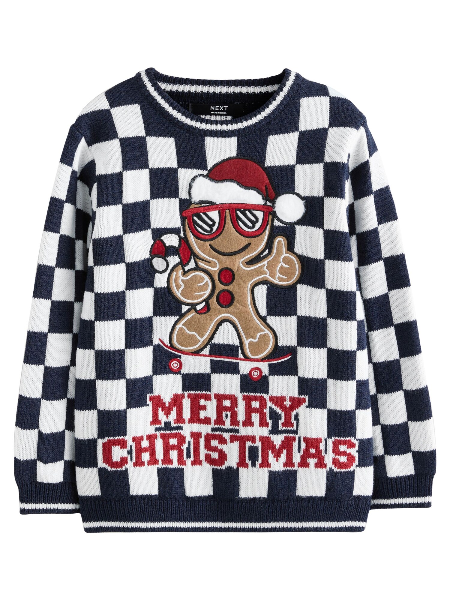 Next Pulover  bleumarin / brocart / sângeriu / alb