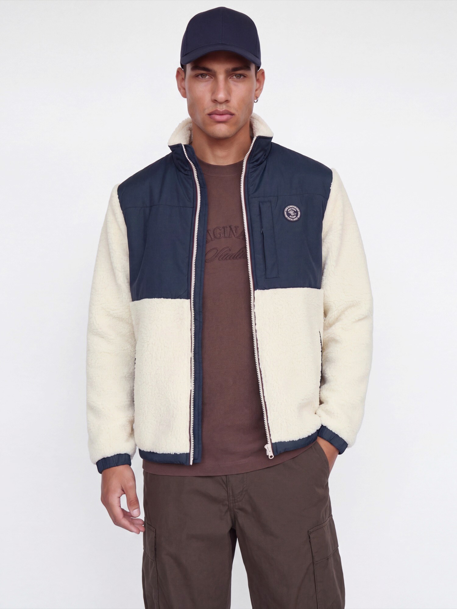 JACK & JONES Geacă de primăvară-toamnă JORFREDERIKSBERG crem / albastru noapte