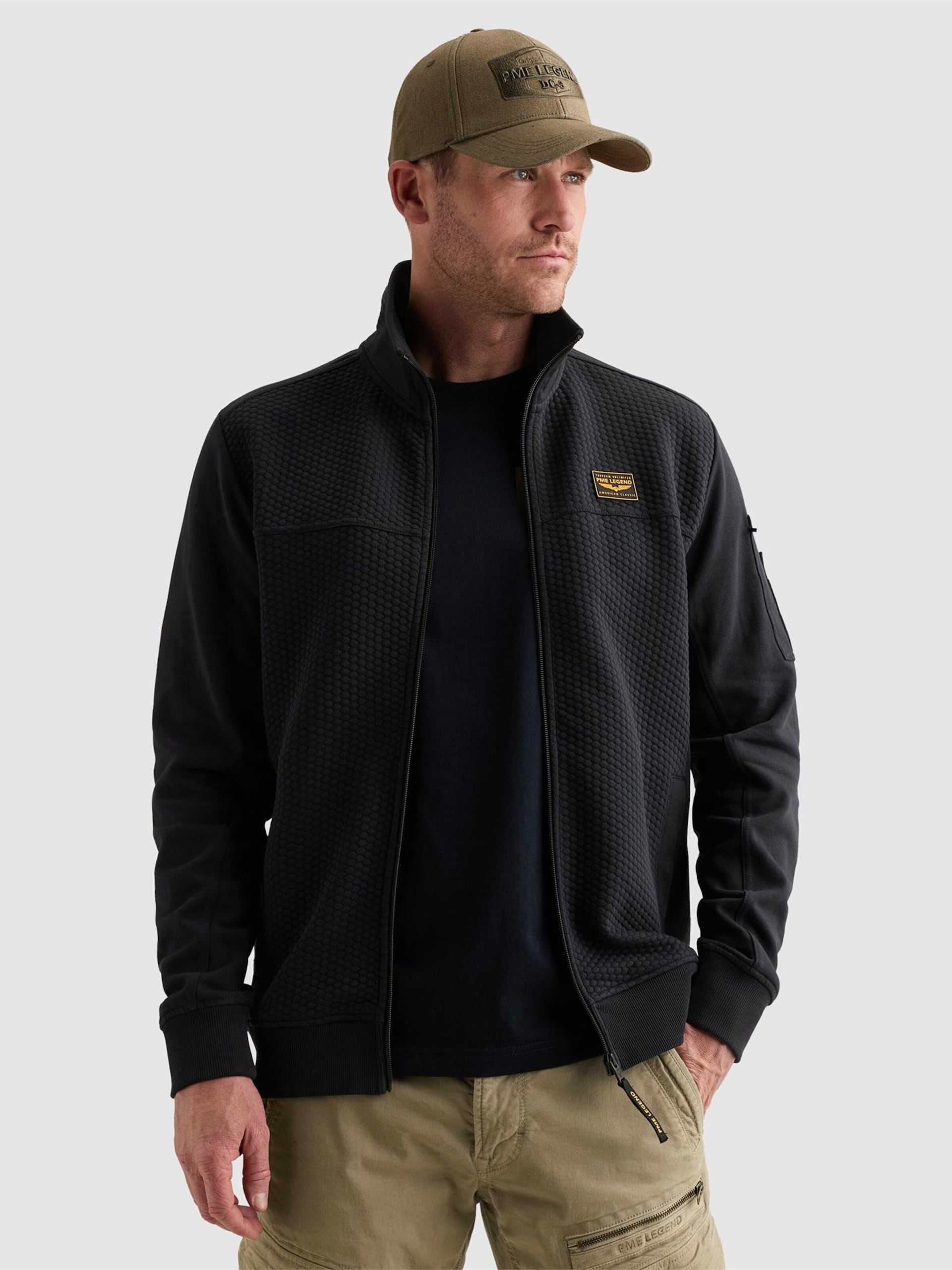 PME Legend Övergångsjacka 'Sweatshirt with jacquard pattern and flight pocket' herr