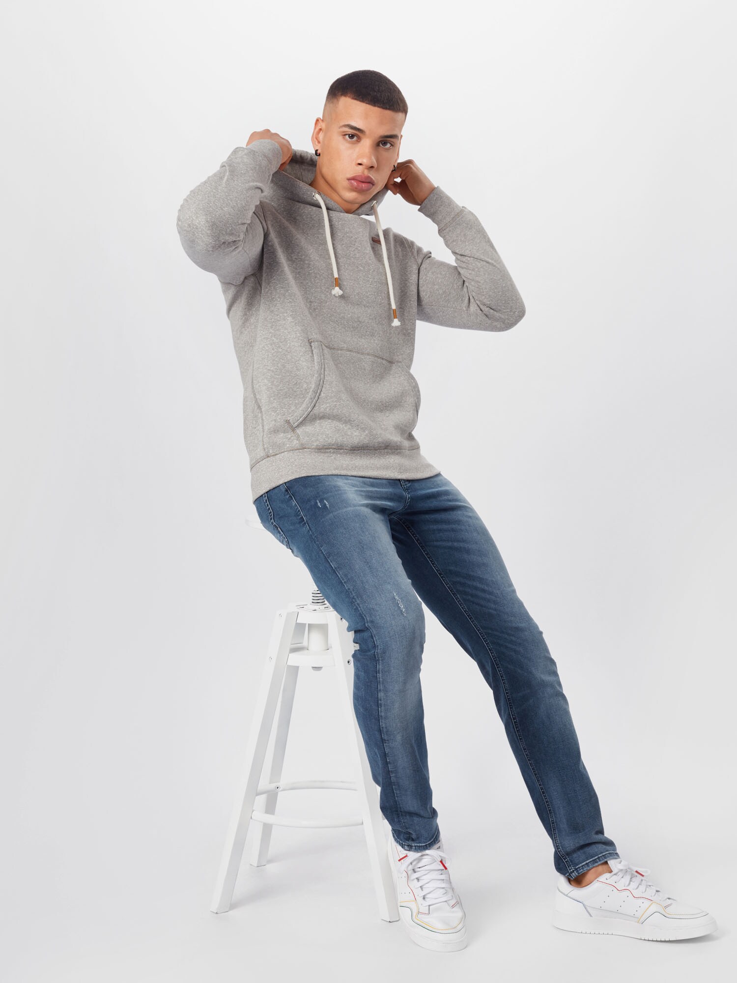 JACK & JONES Mikina 'Tons'  sivá melírovaná (obrázok 4)