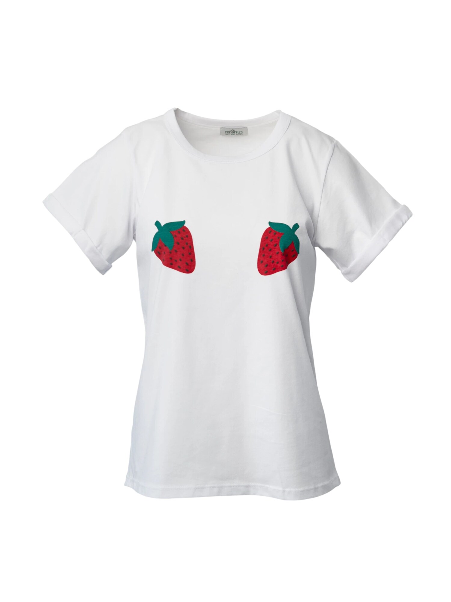 Pineapples Don't Have Sleeves Maglietta 'I Love You Berry Much' bianco