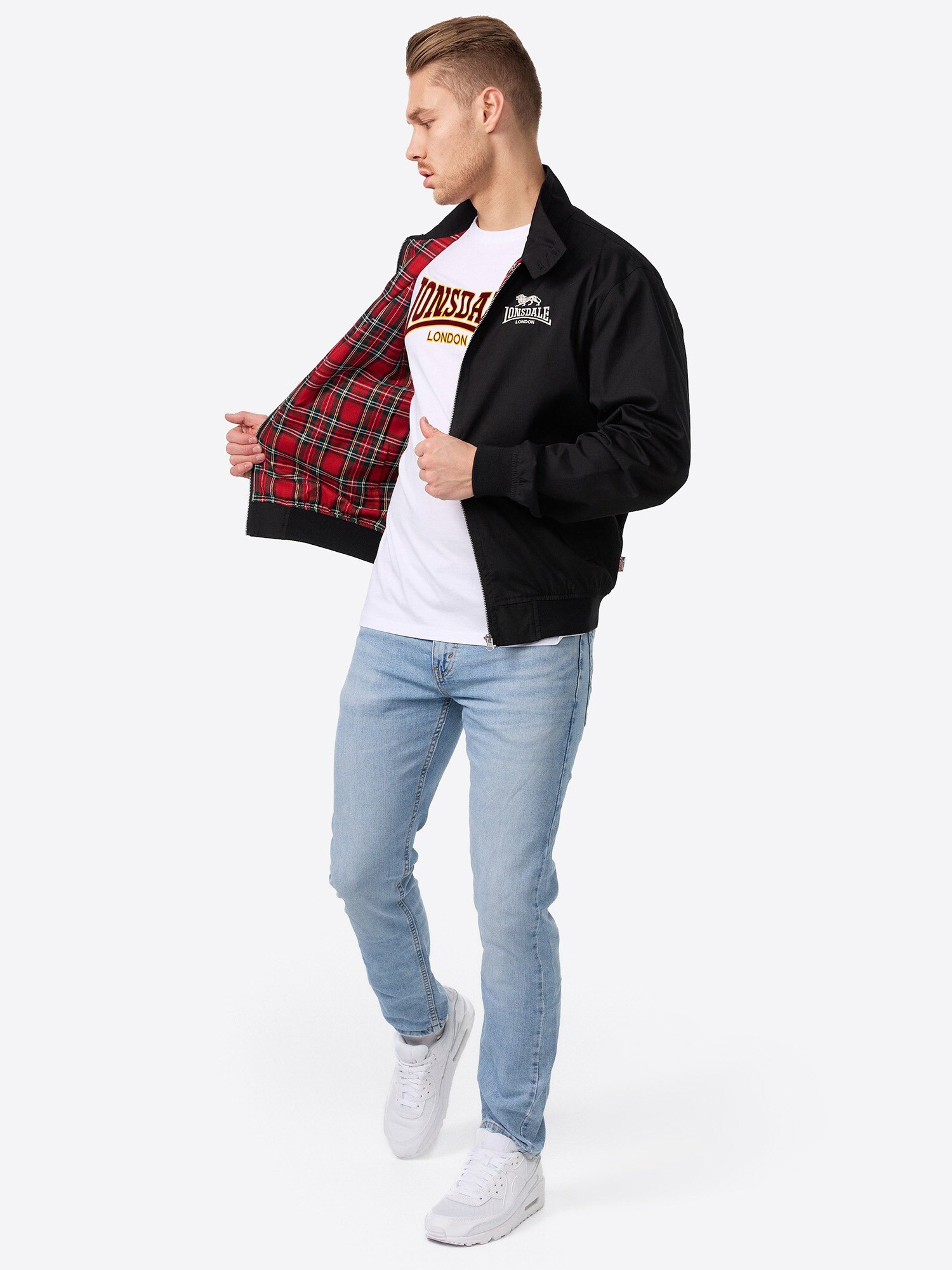 LONSDALE Prechodná bunda 'Harrington' čierna / biela (obrázok 3)