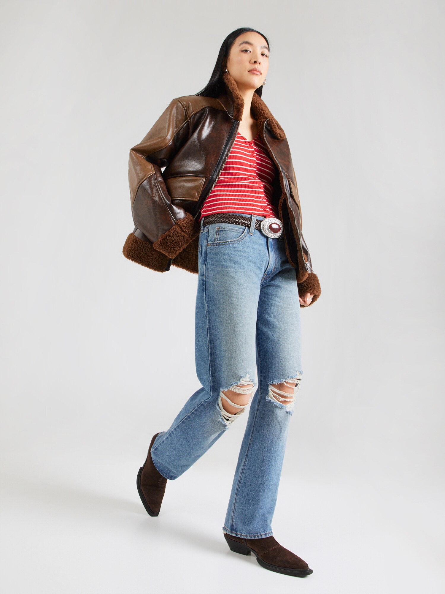 LEVI'S ® Kardigán 'Muse Tee'  červená / biela (obrázok 3)