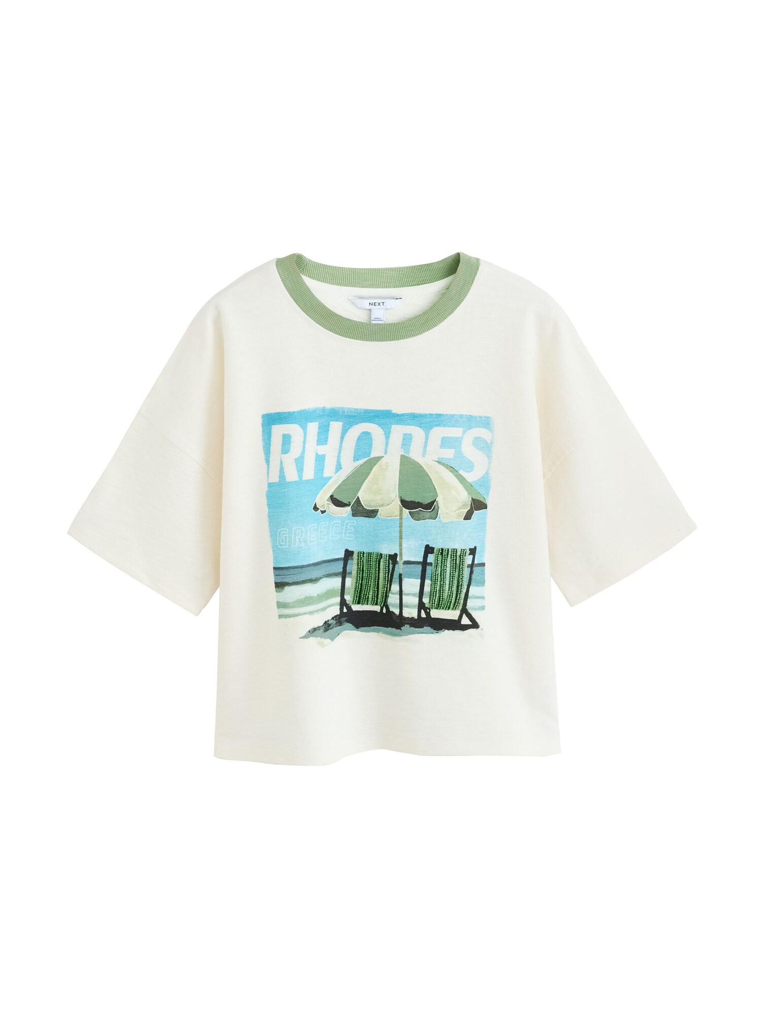 Next Tricou Summer Rhodes ecru / albastru deschis / verde / negru