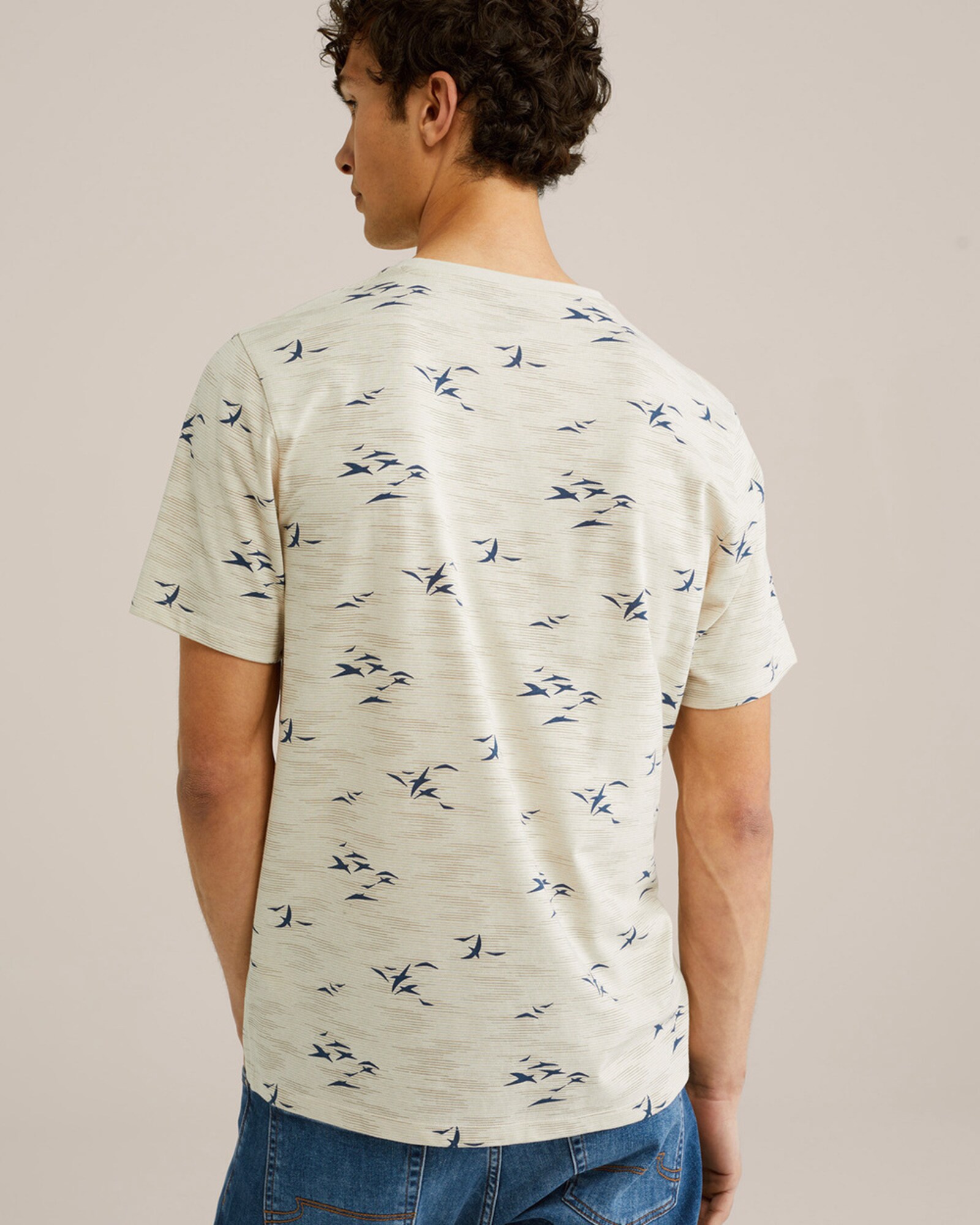 WE Fashion Póló  bézs / világos bézs / tengerészkék termék 2. képe