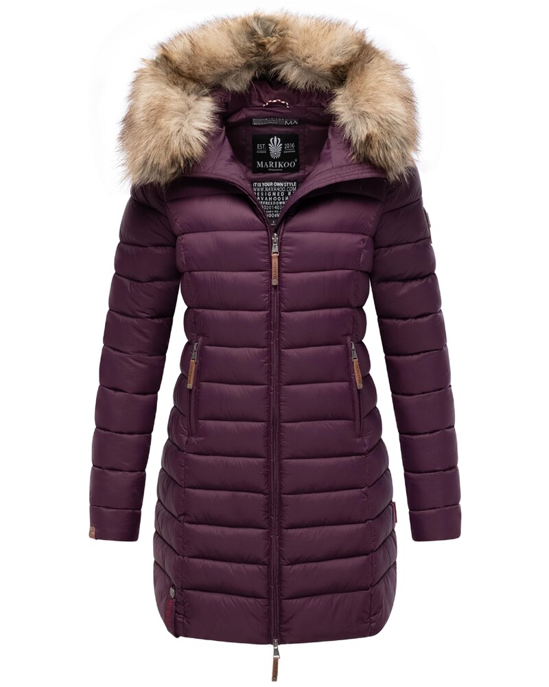MARIKOO Mantel 'Rose' Damen Größe 4XL aubergine / violettblau Wintermantel