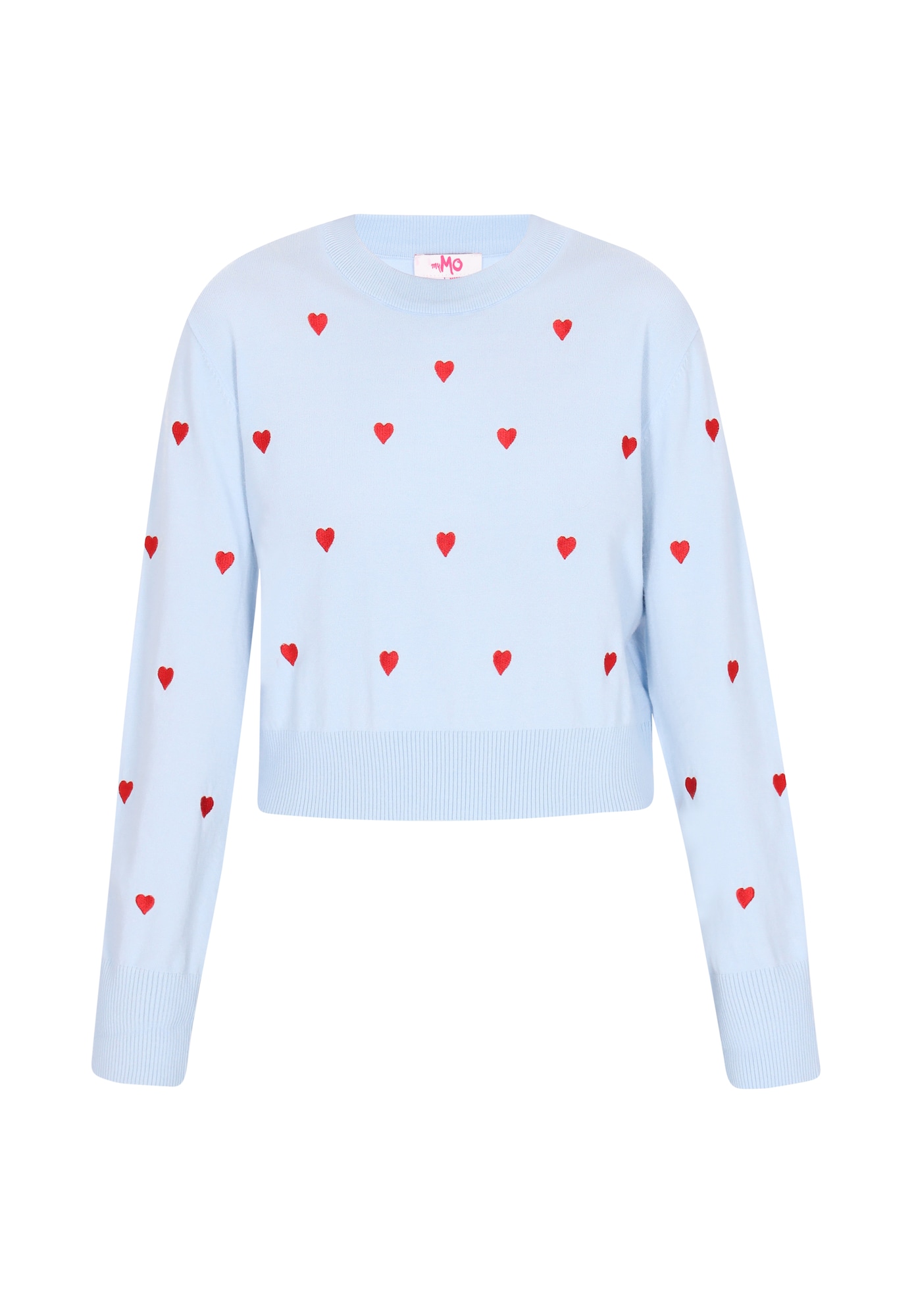 MYMO Pulover Comfy  albastru deschis / roșu intens