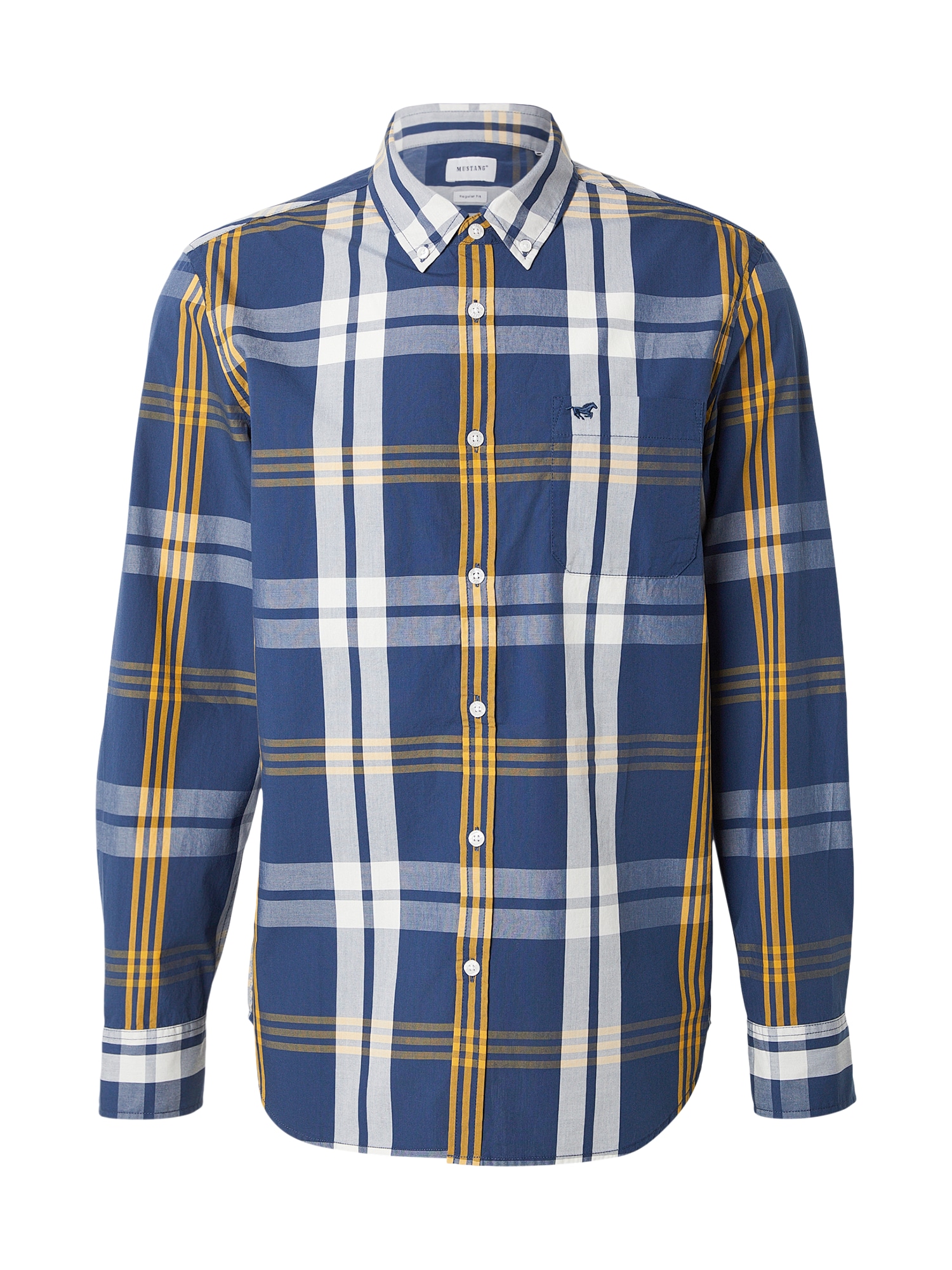MUSTANG Cămașă Chester  bleumarin / portocaliu / alb