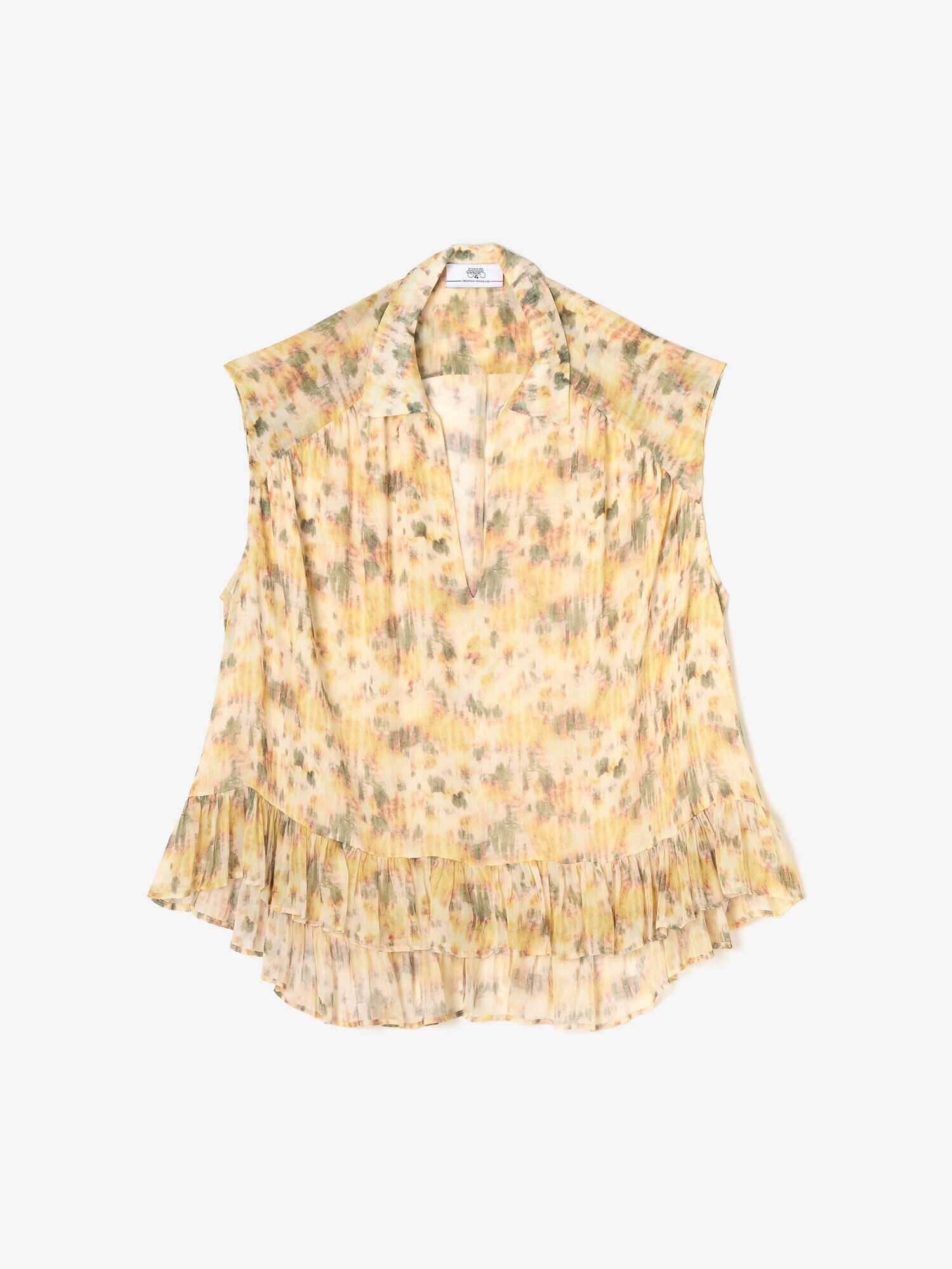 Le Temps Des Cerises Blouse 'Leana' Lichtbeige / Geel / Pasteelgeel / Kaki