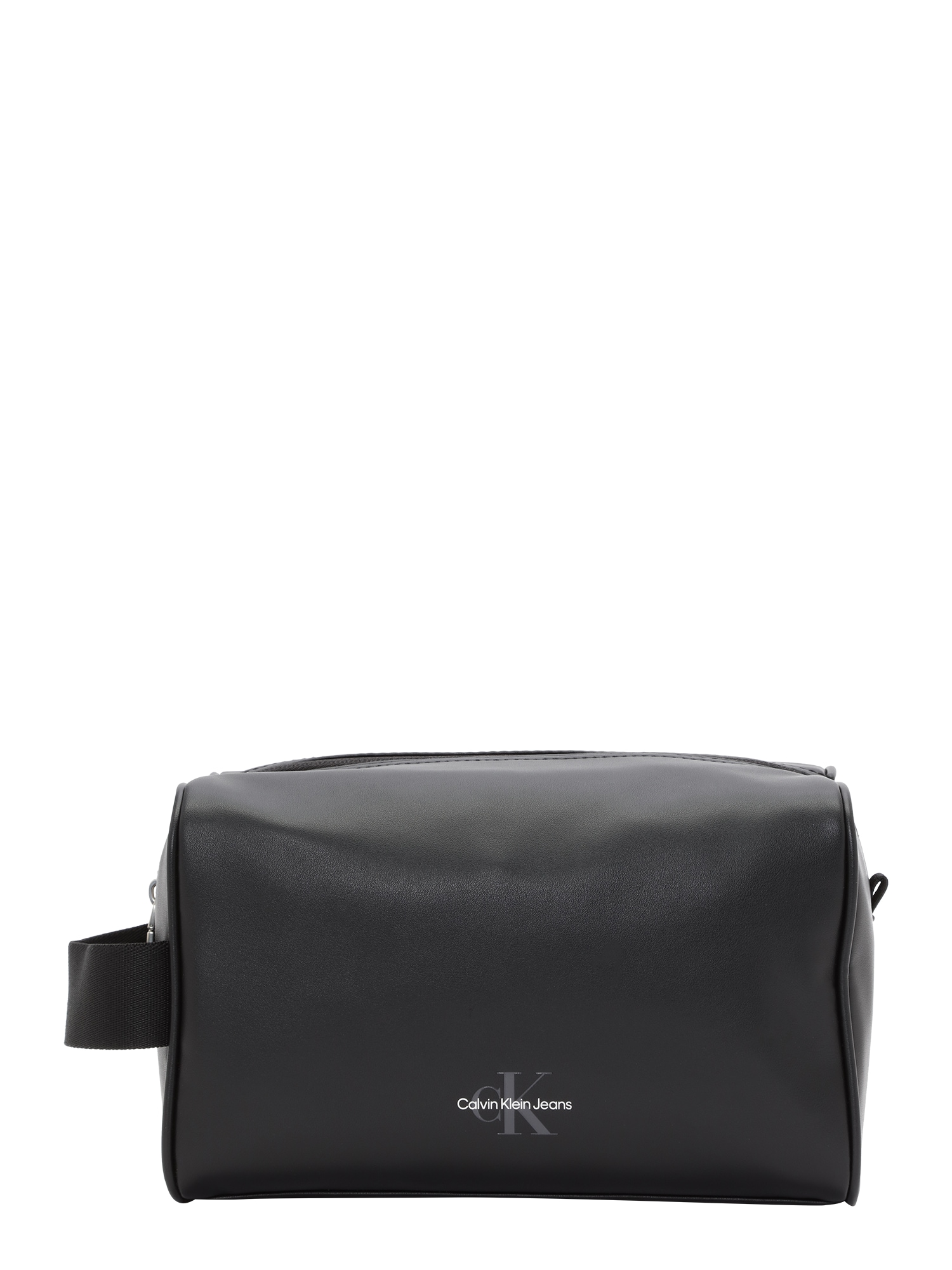 Calvin Klein Jeans Tuoleto reikmenų krepšys 'MONOGRAM' pilka / juoda / balta