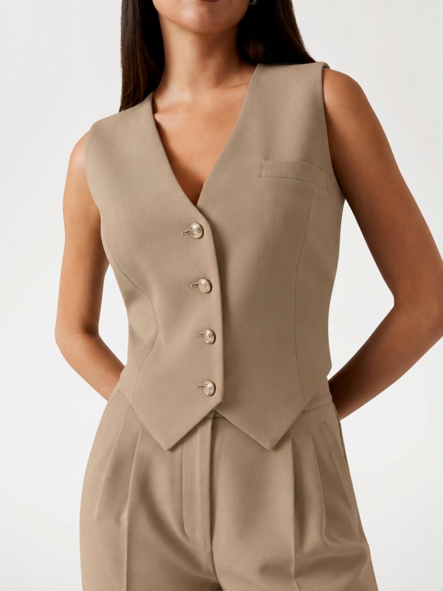 GUESS Chaleco para traje 'W5YH55WGHC2'  beige oscuro – imagen 4