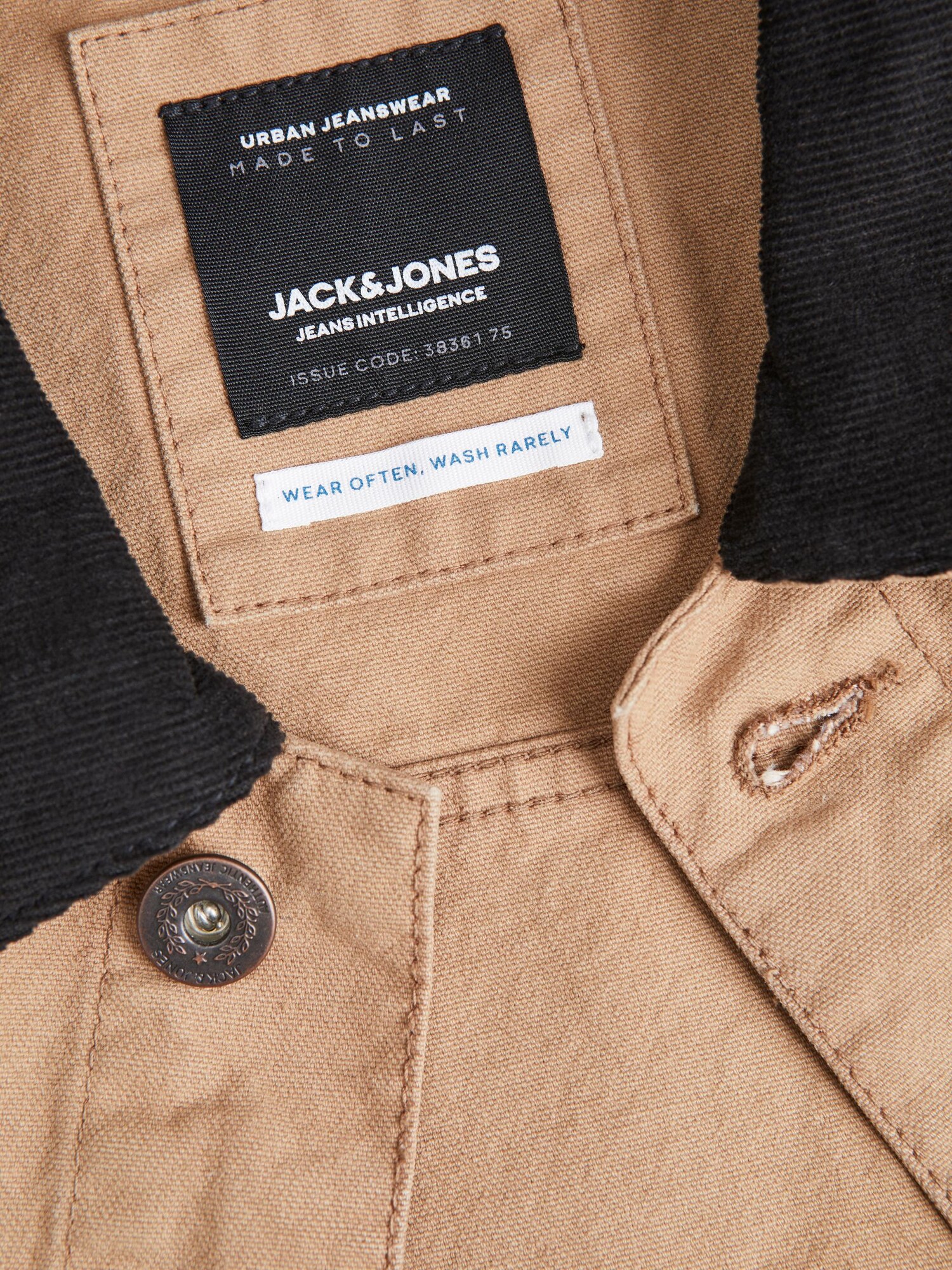 JACK & JONES Átmeneti dzseki 'Derek'  világosbarna / piros / fehér termék 2. képe