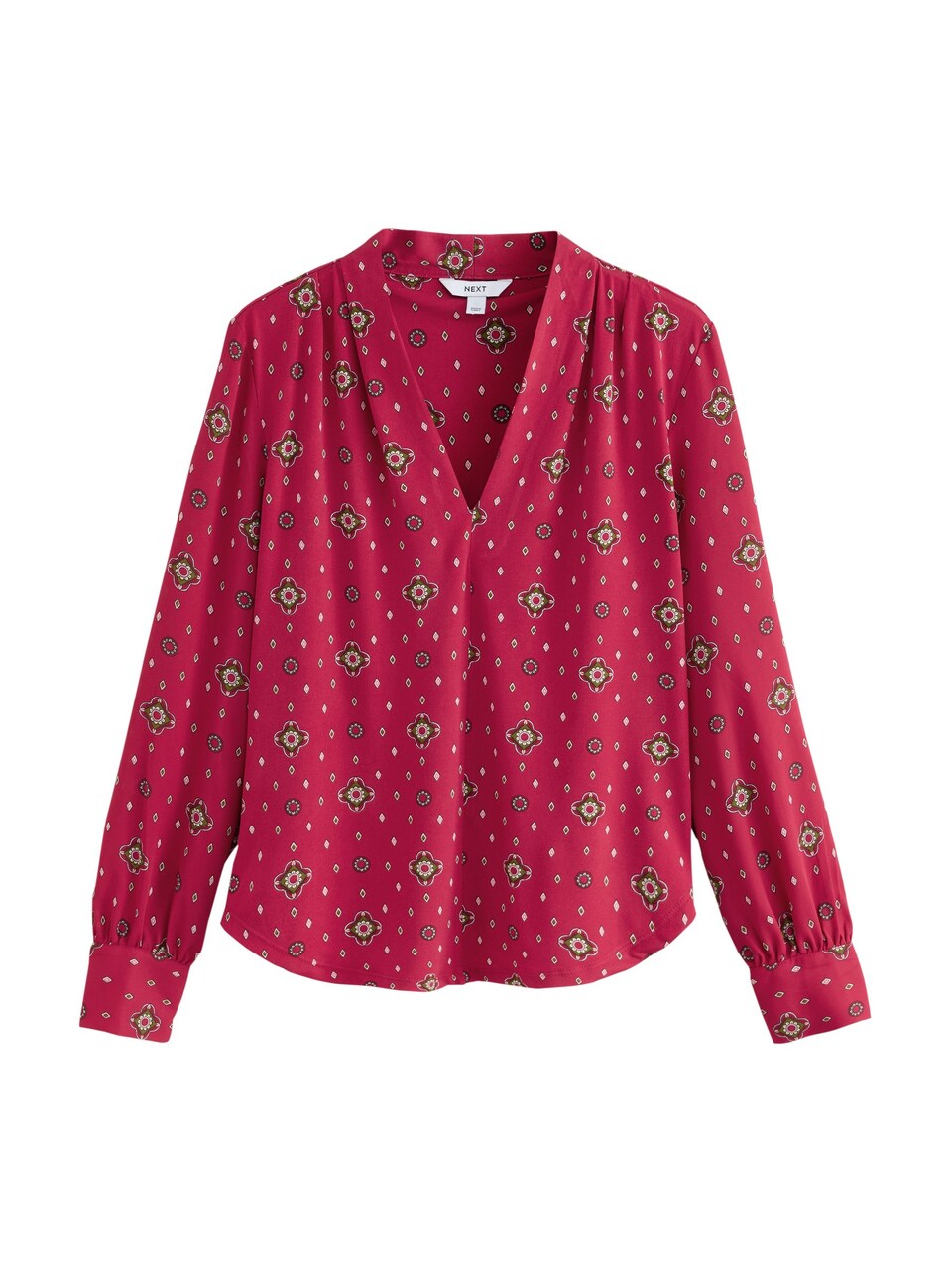 Blus oliv / rosé / mörkröd
