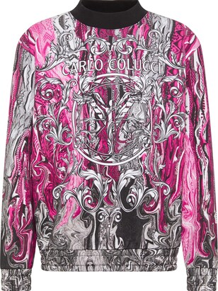 carlo colucci Sweatshirt ‘ Dematte ‘ Pink / Zwart / Wit