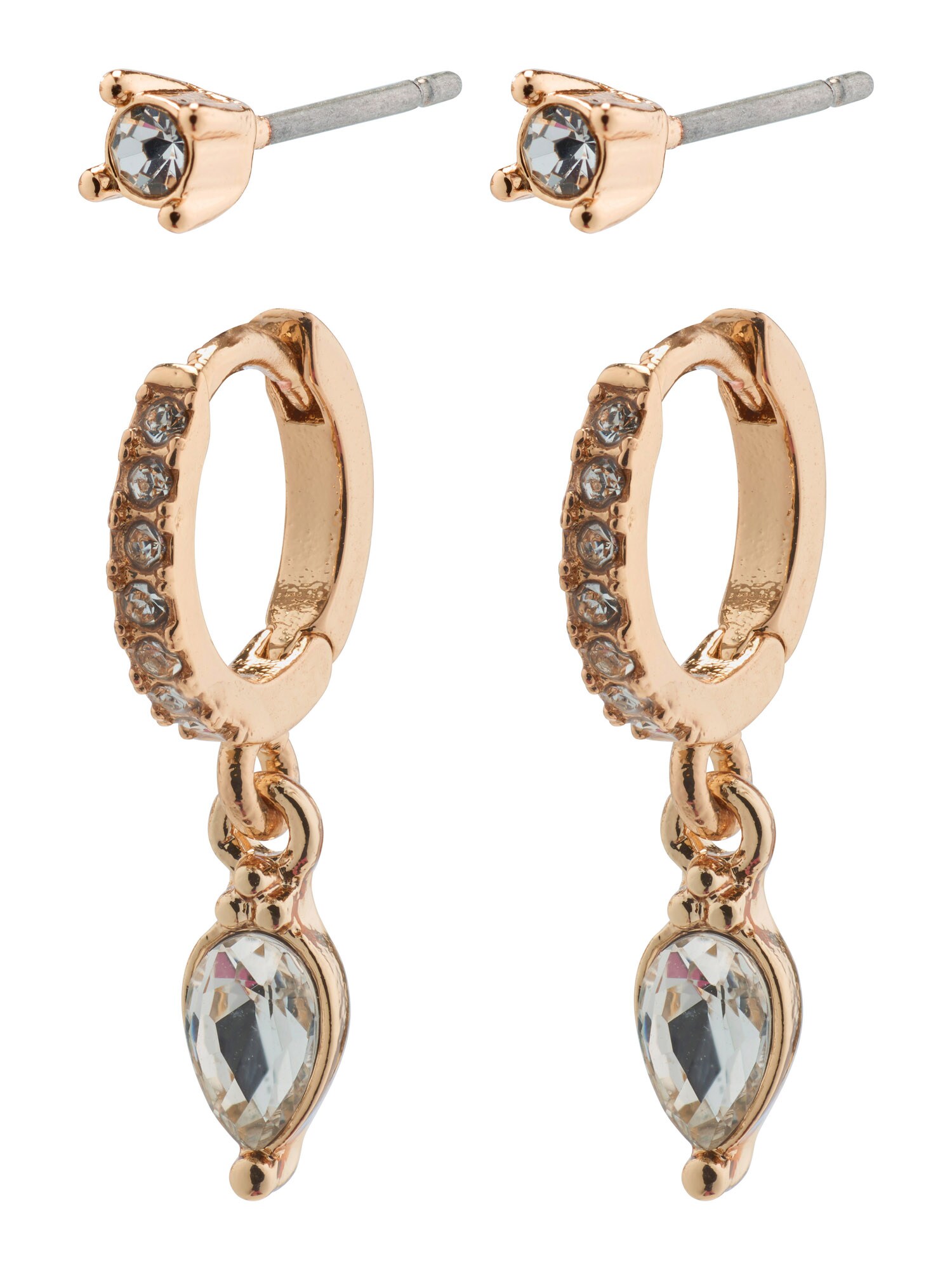 Pilgrim Set de bijuterii ELZA  auriu - roz / transparent