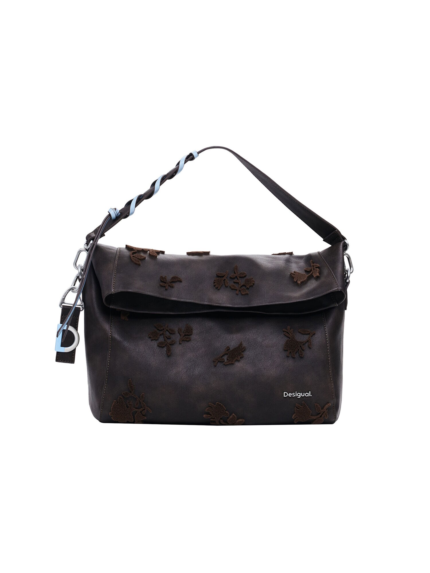 Desigual Handtas 'Stencil Loverty 3.0' Hemelsblauw / Chocoladebruin / Bruin Gemêleerd