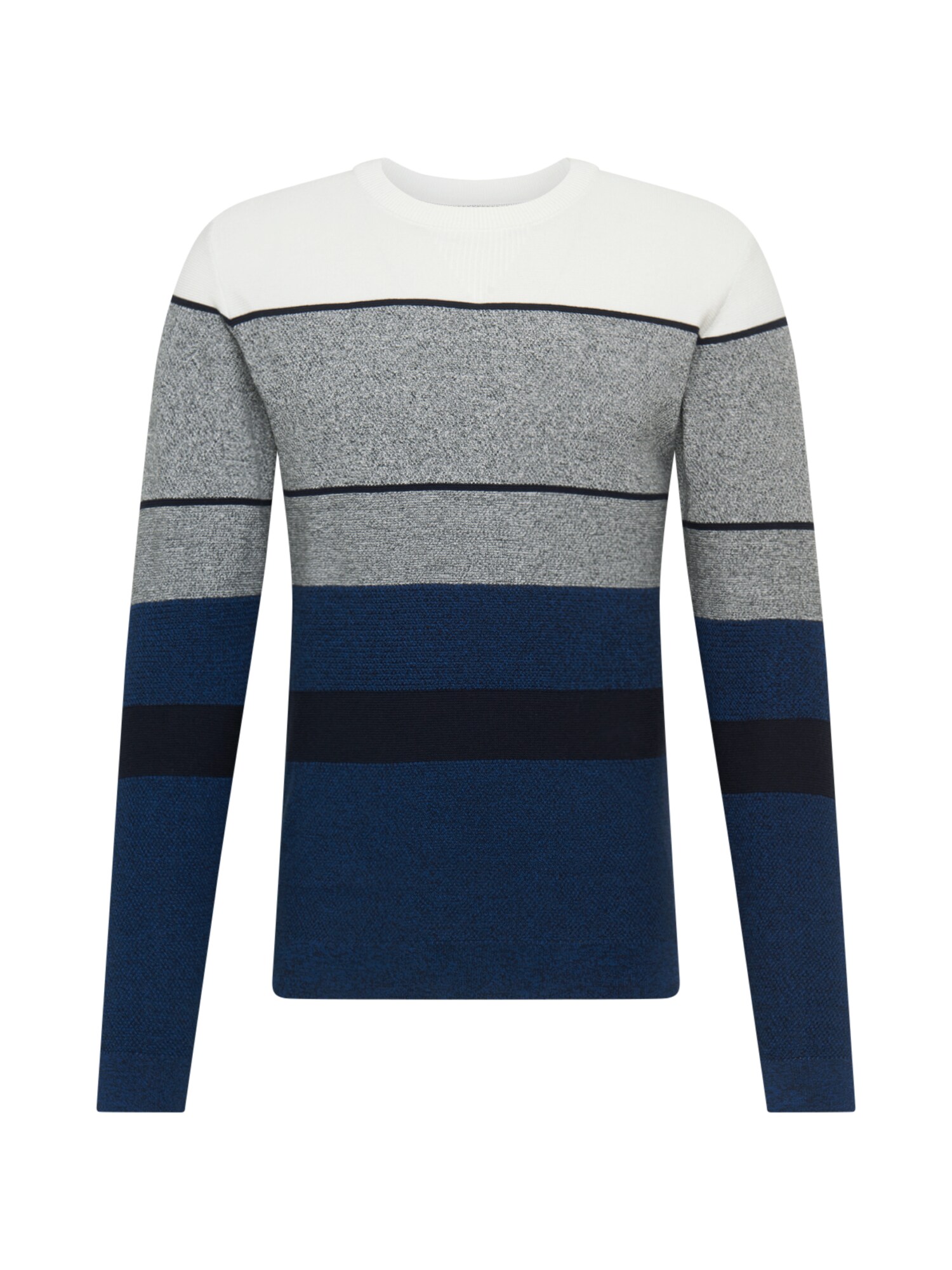 JACK & JONES Megztinis 'ALPS'  tamsiai mėlyna / balkšva / margai pilka