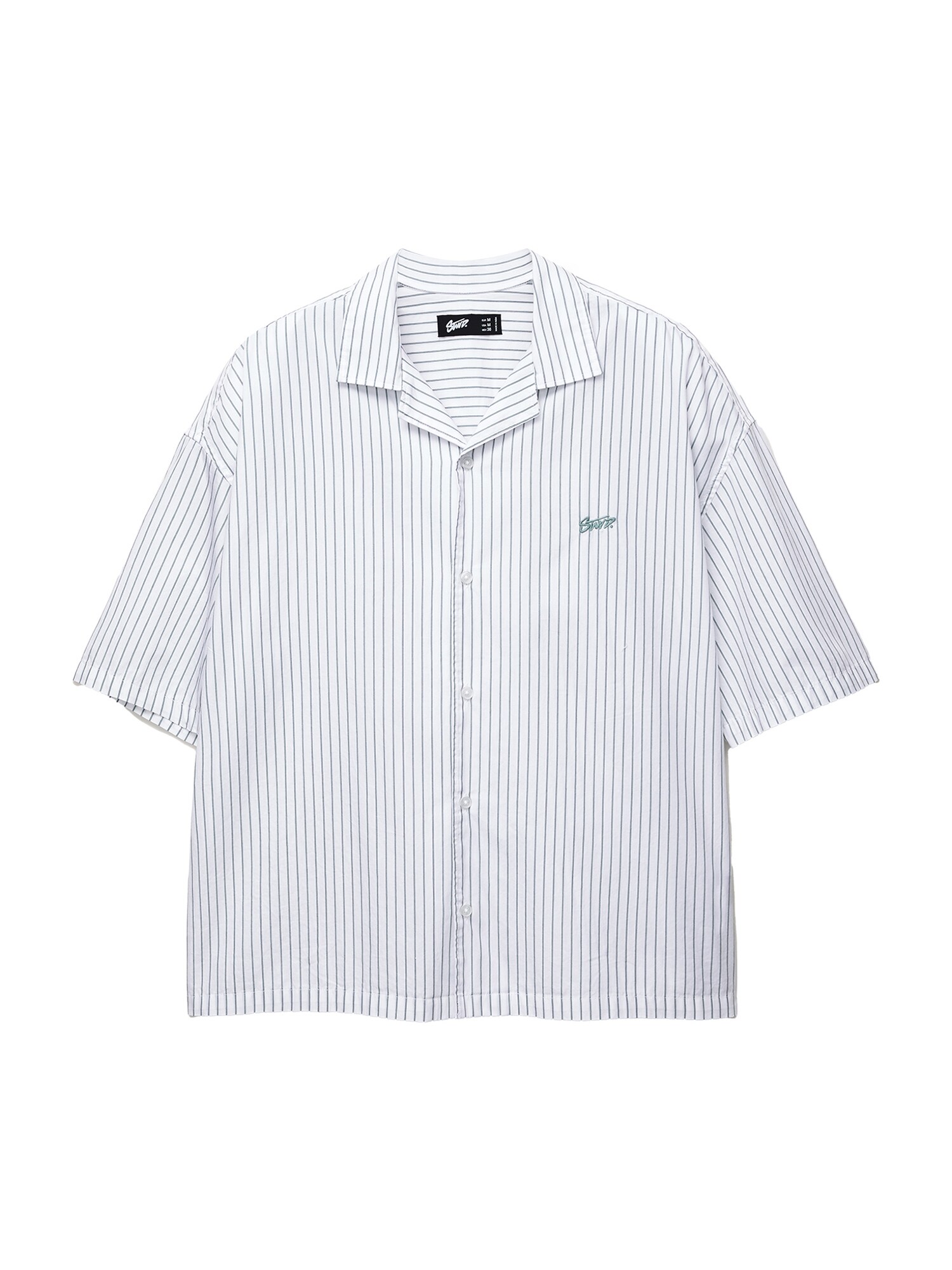 Pull&Bear Cămașă  albastru închis / alb