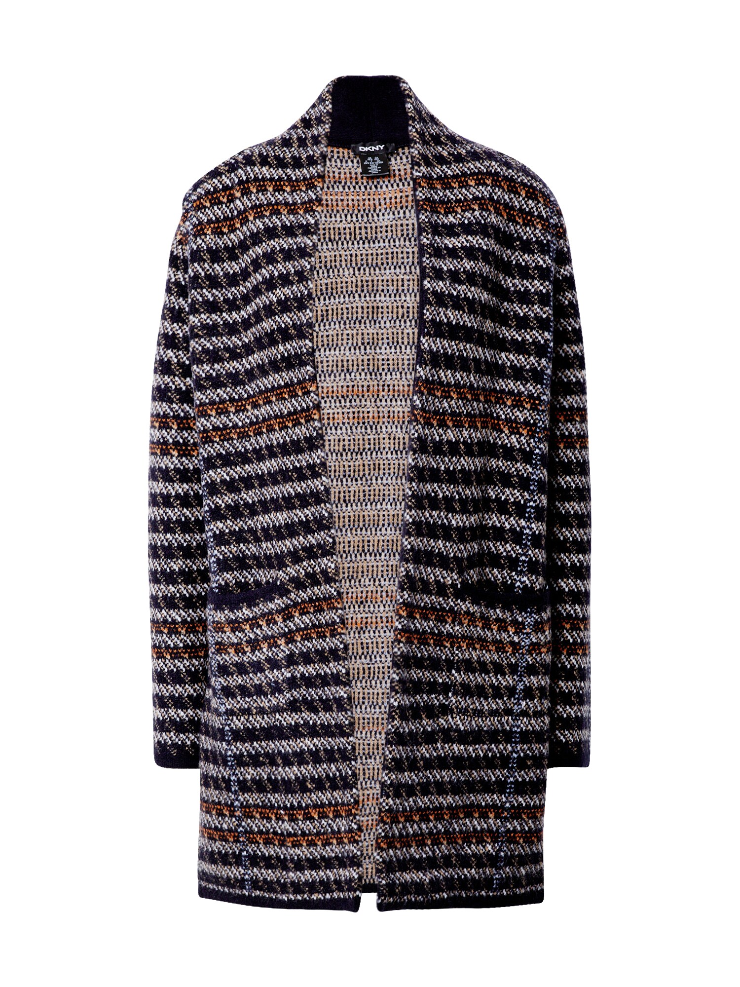 DKNY Ilgas kardiganas  rusva / tamsiai mėlyna / balta / smėlio