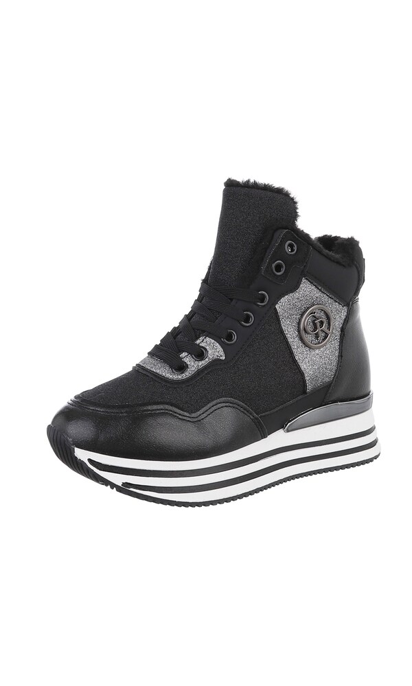 Ital-Design Sneaker Damen Größe 38 silbergrau / schwarz