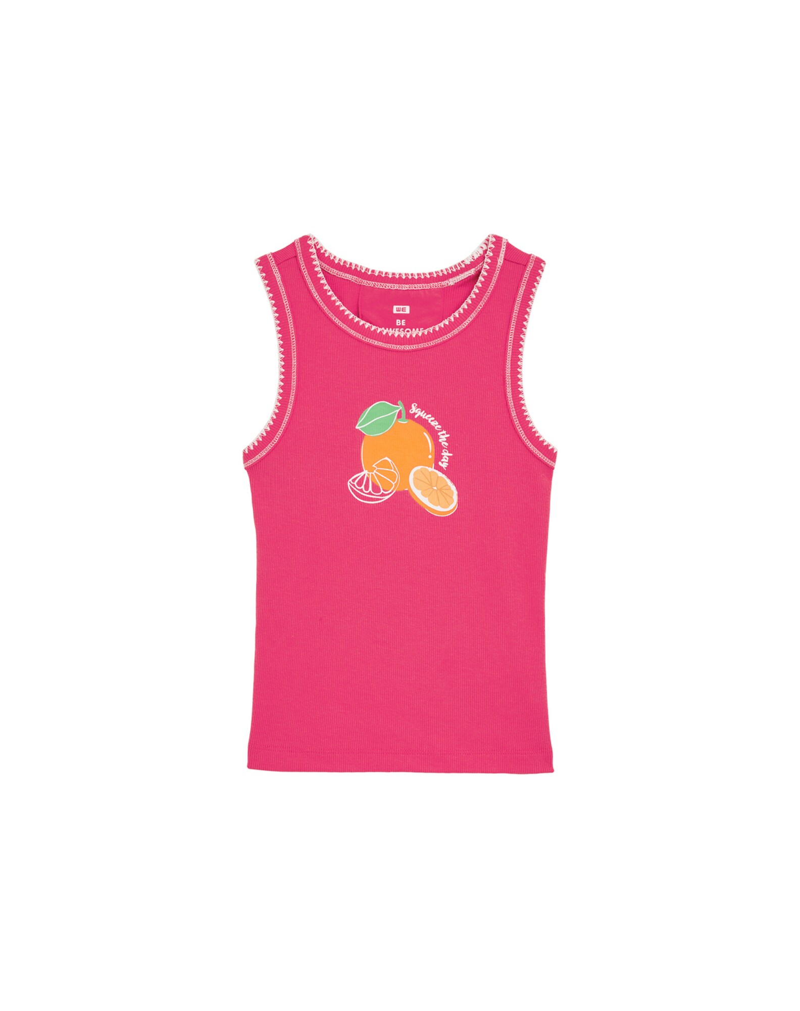 WE Fashion Top oranžová / neónovo ružová / biela