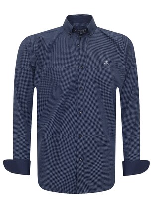 Sir Raymond Tailor Overhemd ‘Dinant’ Navy / Wit