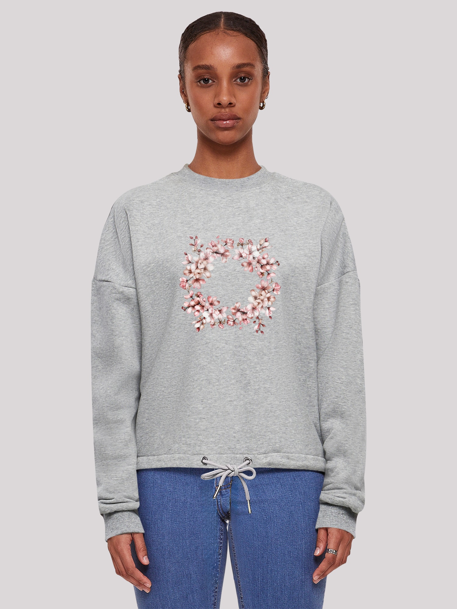 Thumbnail - F4NT4STIC Pullover Rosa Frühlings Blumenkranz Dekor