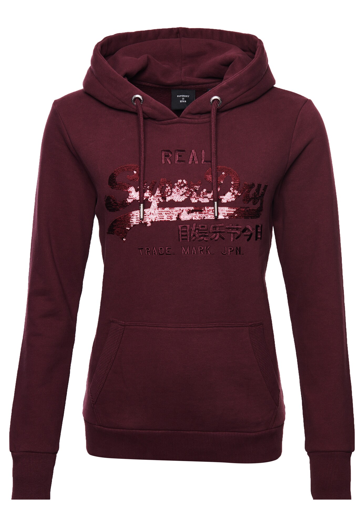 Superdry Megztinis be užsegimo  vyno raudona spalva