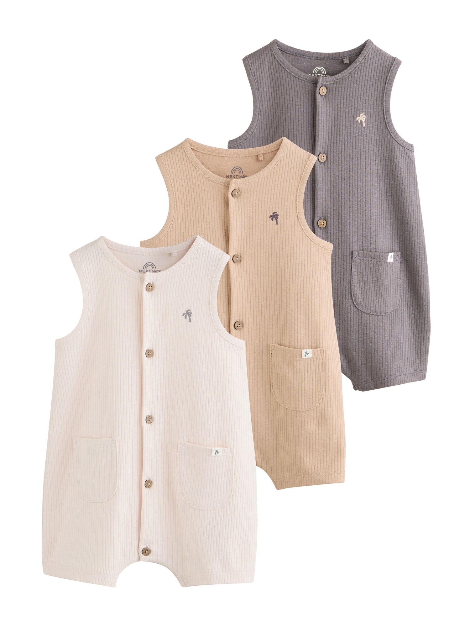 Next Pijama entero/body  beige / gris basalto / blanco natural