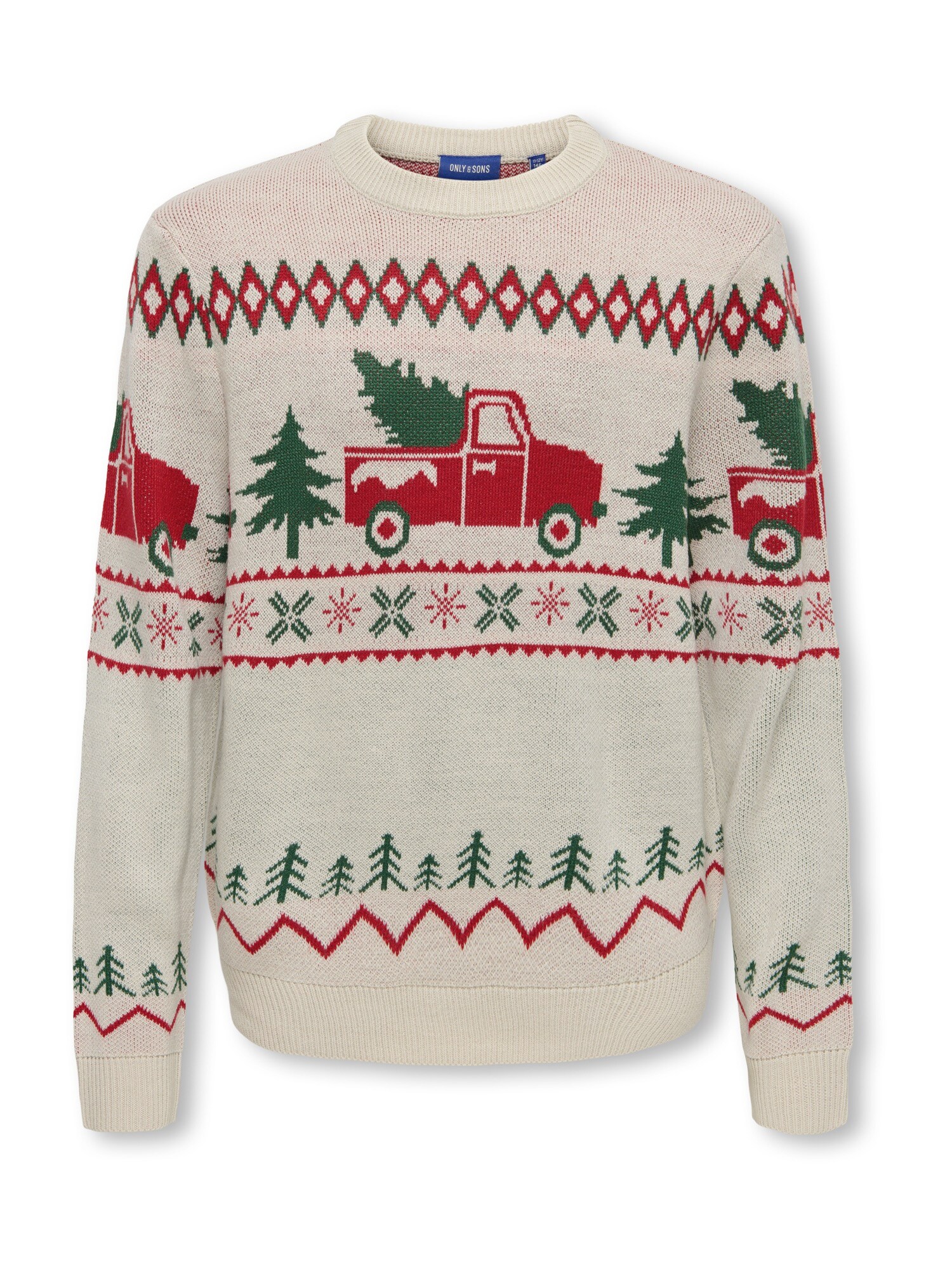 Only & Sons Junior Pulover OSJX-MAS 1 grej / verde pin / roșu
