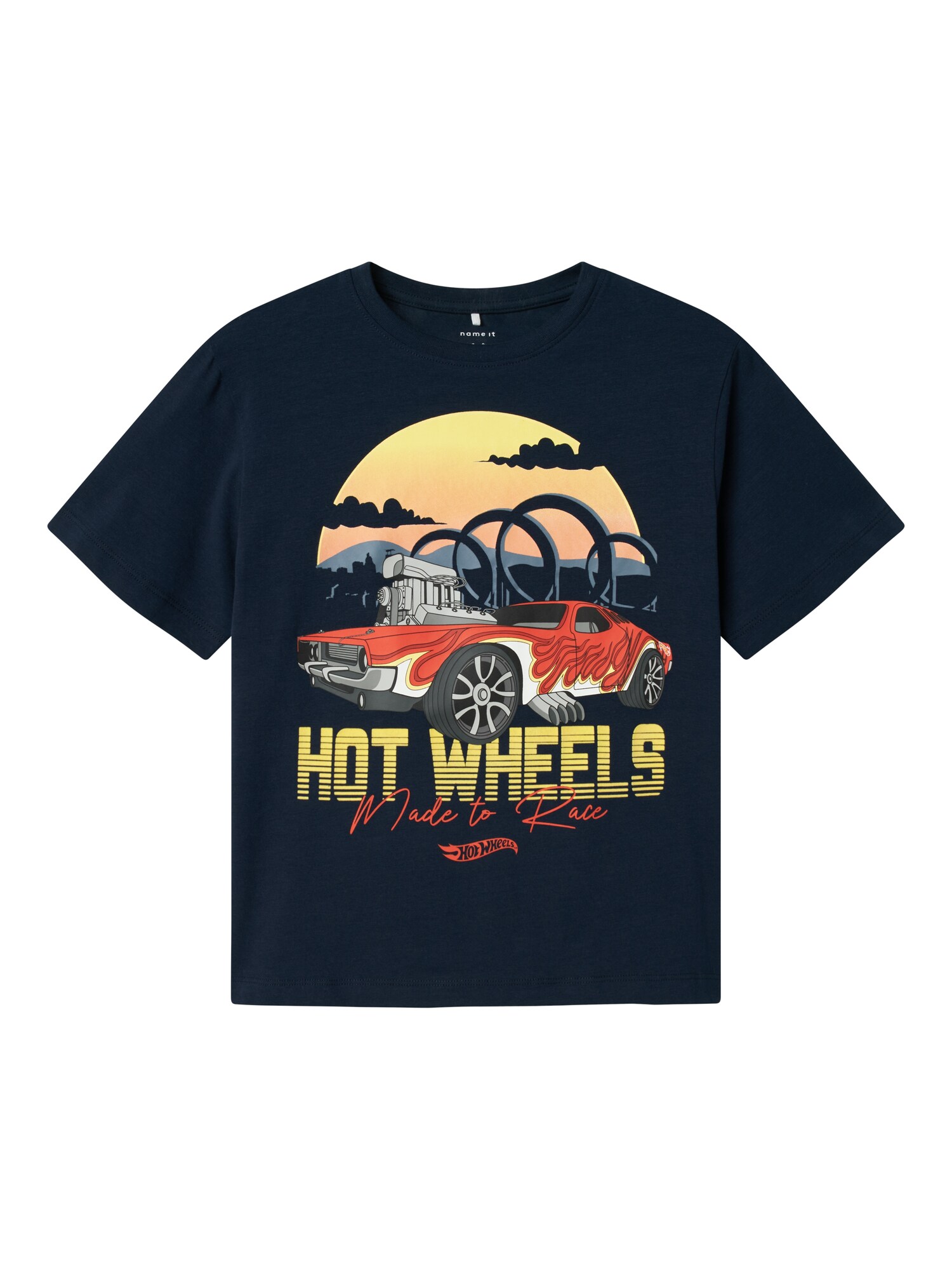 NAME IT Póló 'NKMADAM HOTWHEELS'  tengerészkék / opál / világos sárga / vérvörös akciós termékkép 1