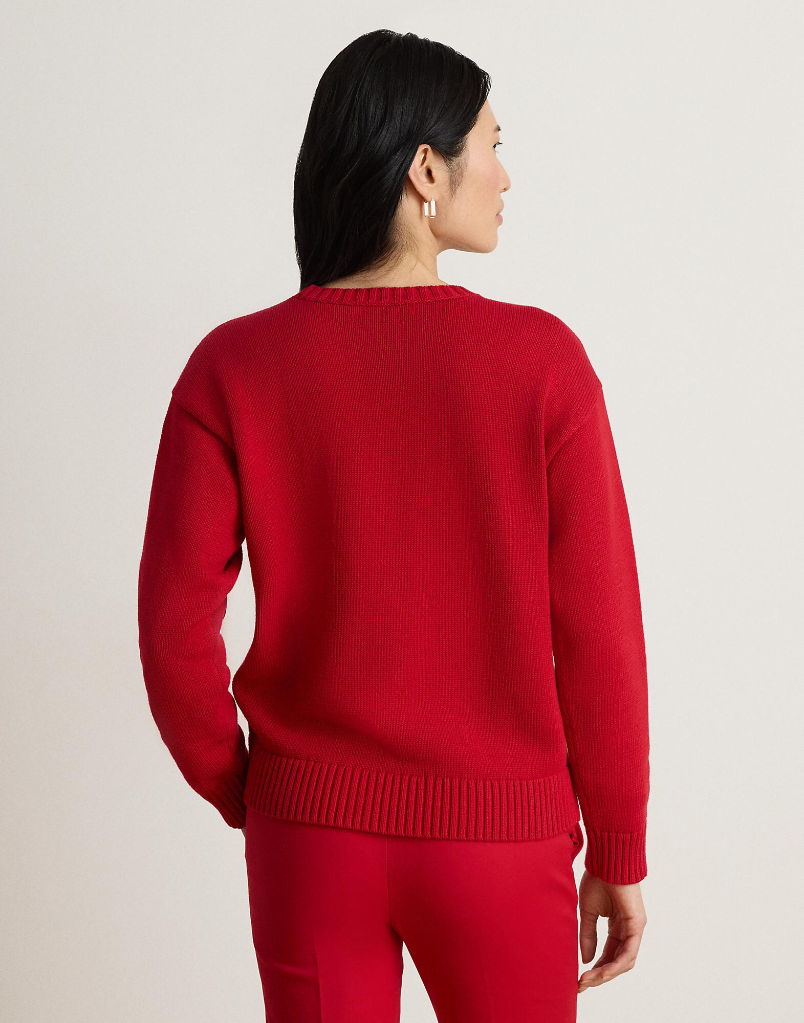Lauren Ralph Lauren Jersey taupe / rojo / negro / blanco lana – imagen 3